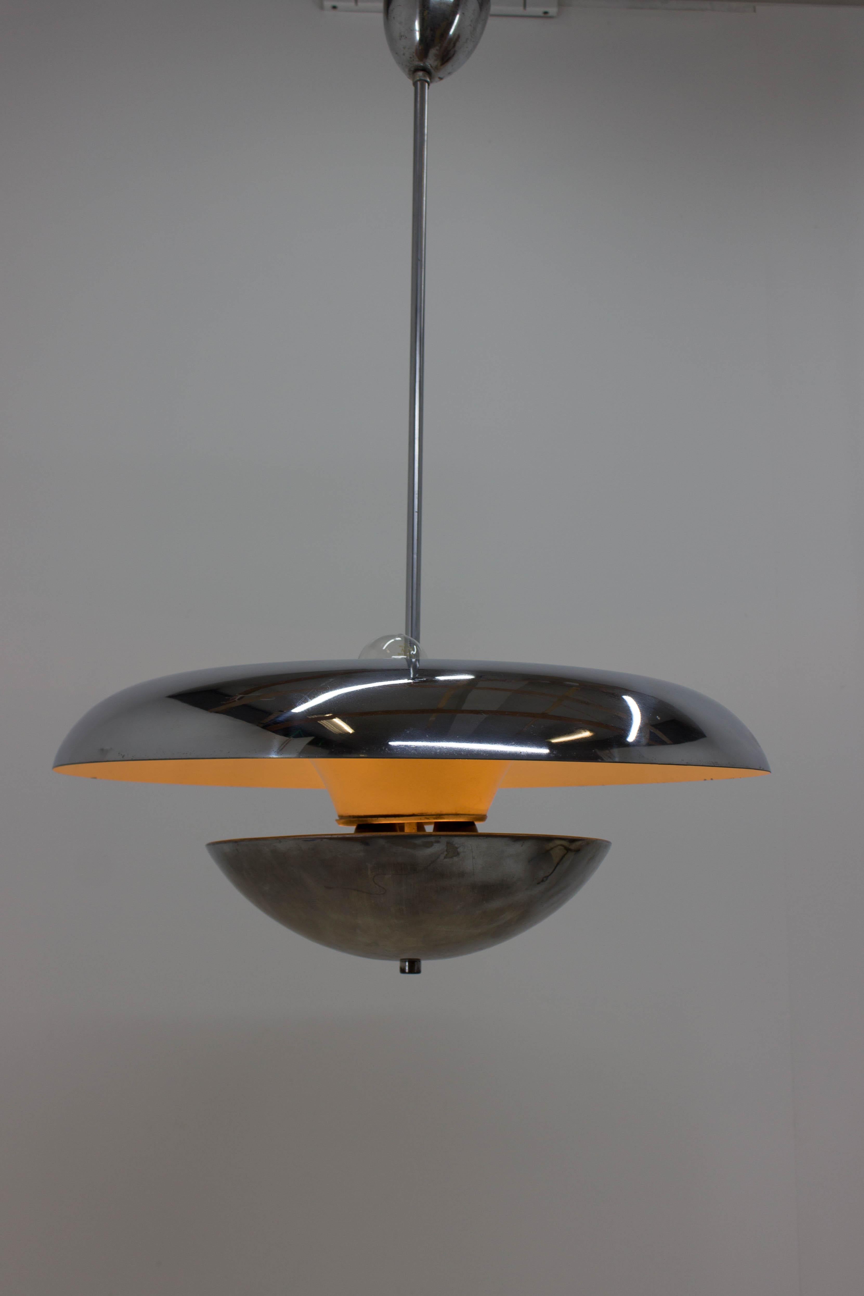 Czech Rare Bauhaus Chandelier by Frantisek Anyz for Napako, 1930s