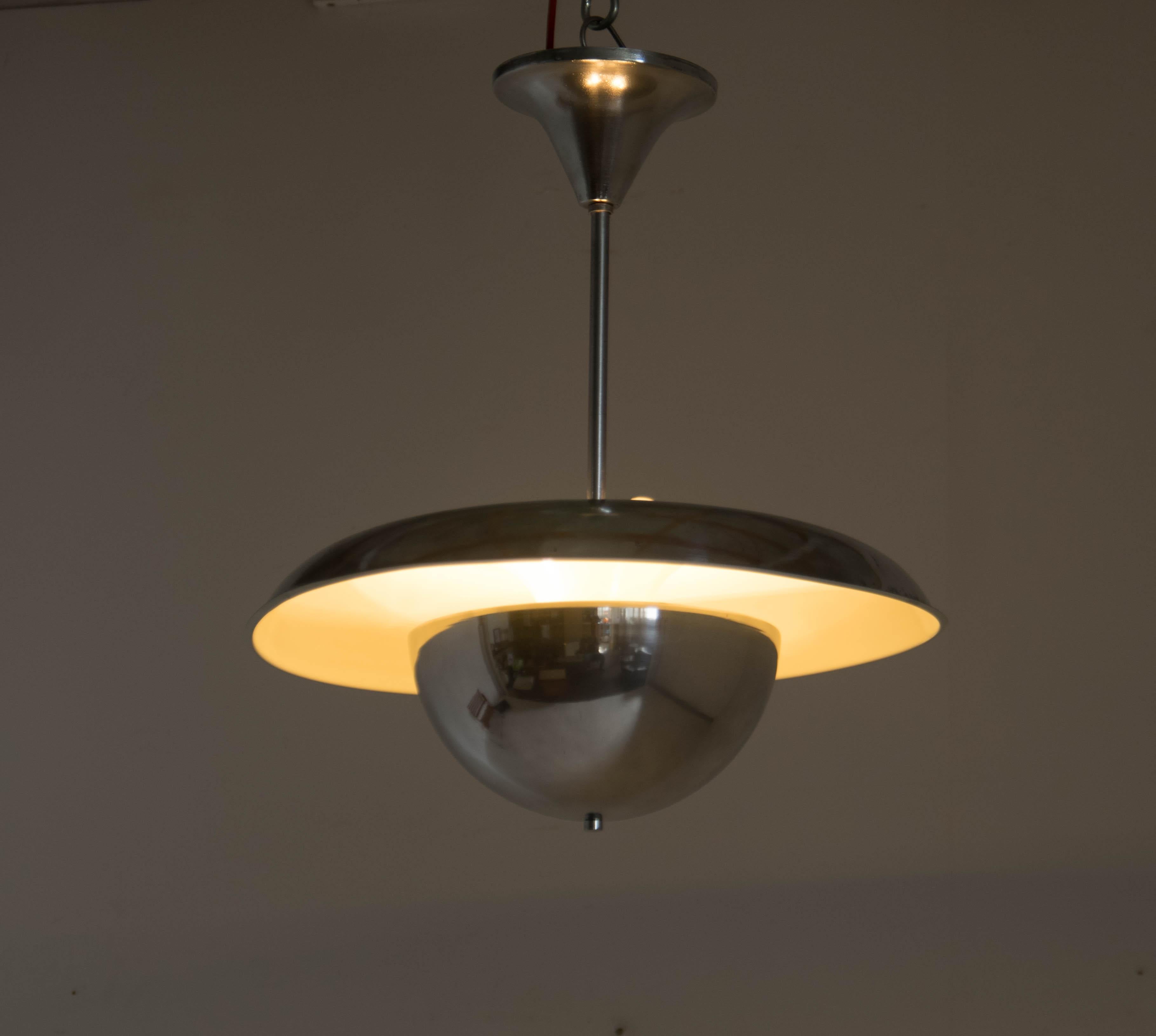 Rare Bauhaus Chandelier by IAS, 1930s, Restored For Sale 4