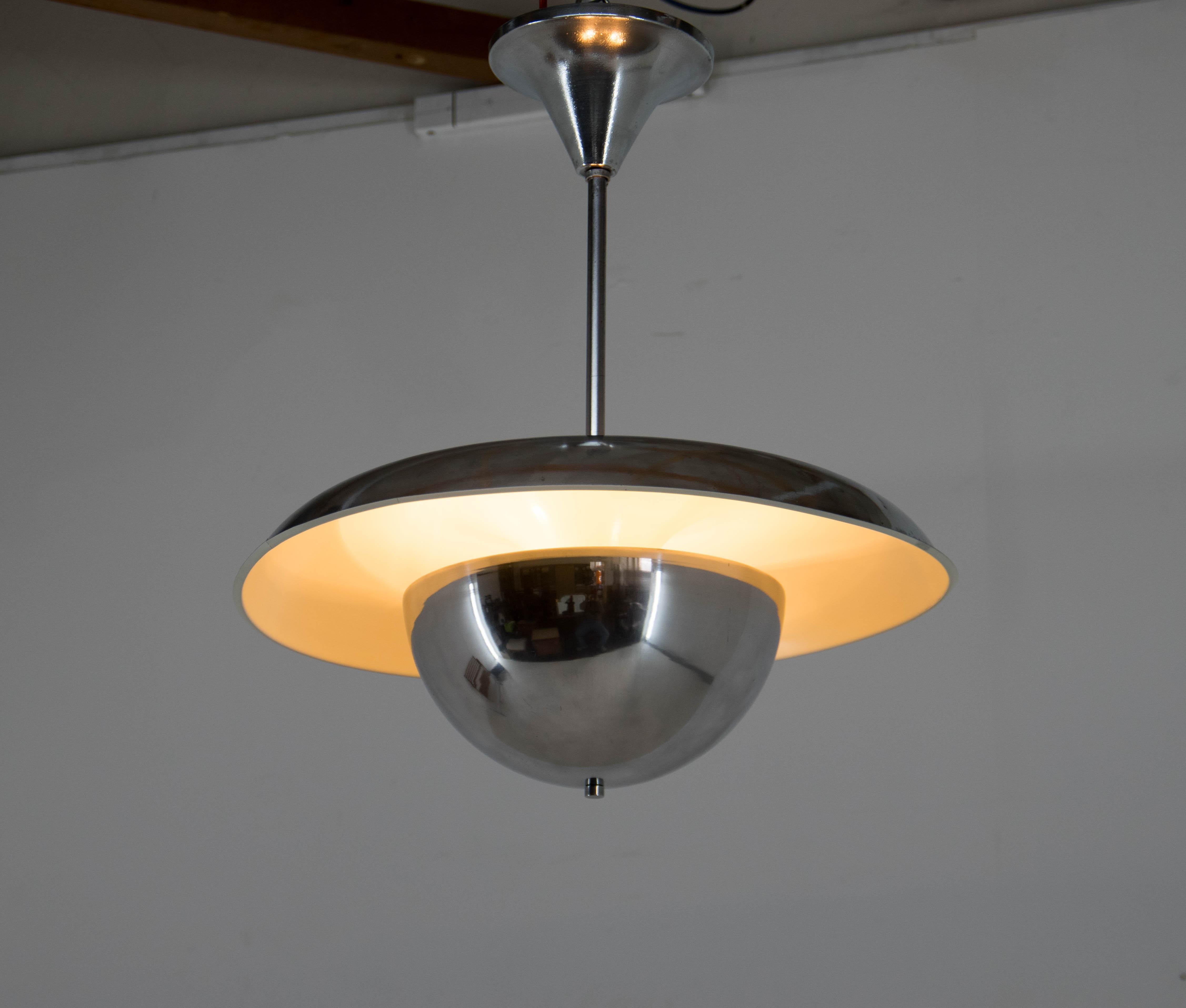 Rare Bauhaus Chandelier by IAS, 1930s, Restored For Sale 7