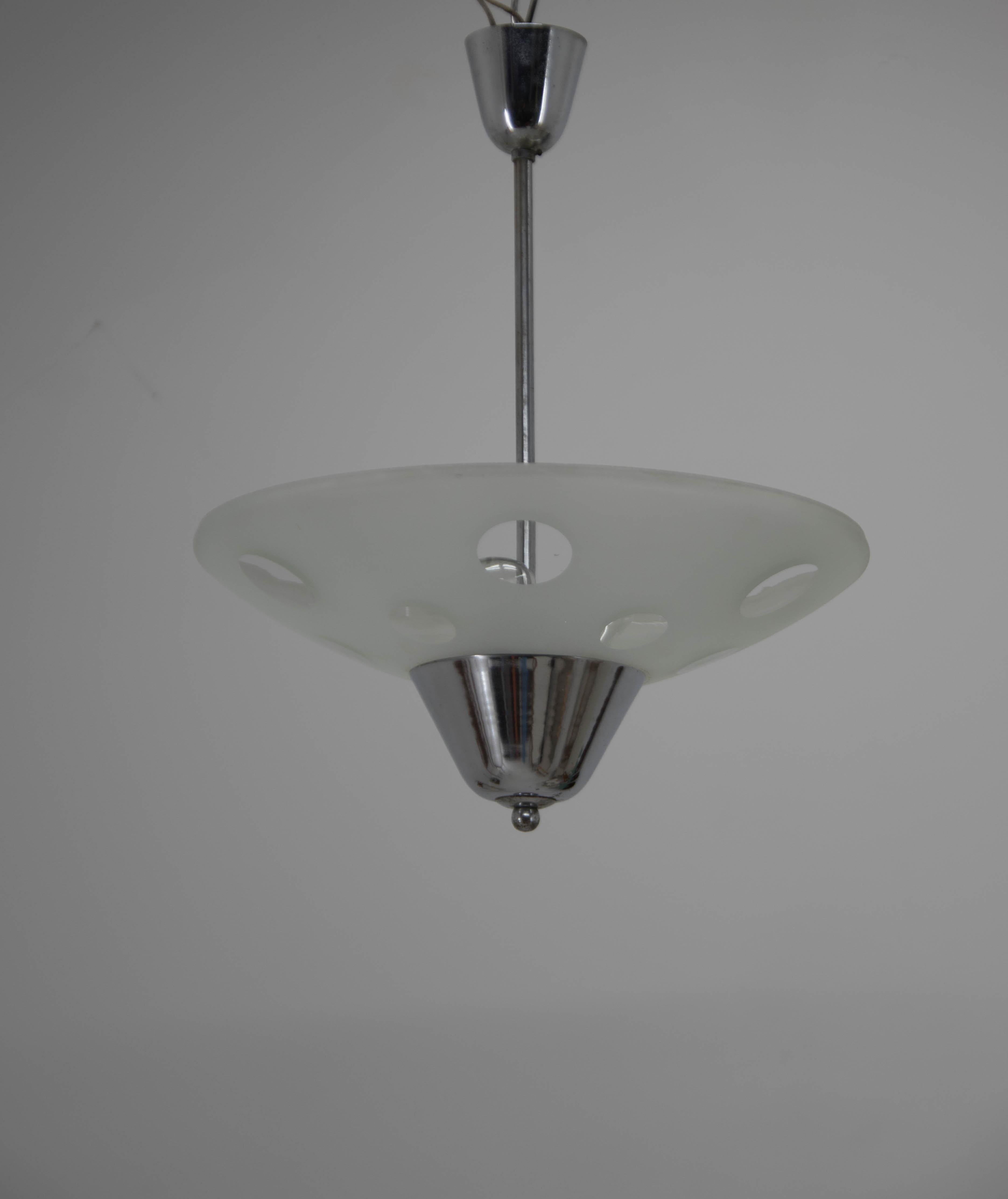 Czech Rare Bauhaus Chandelier by Napako, 1940s For Sale