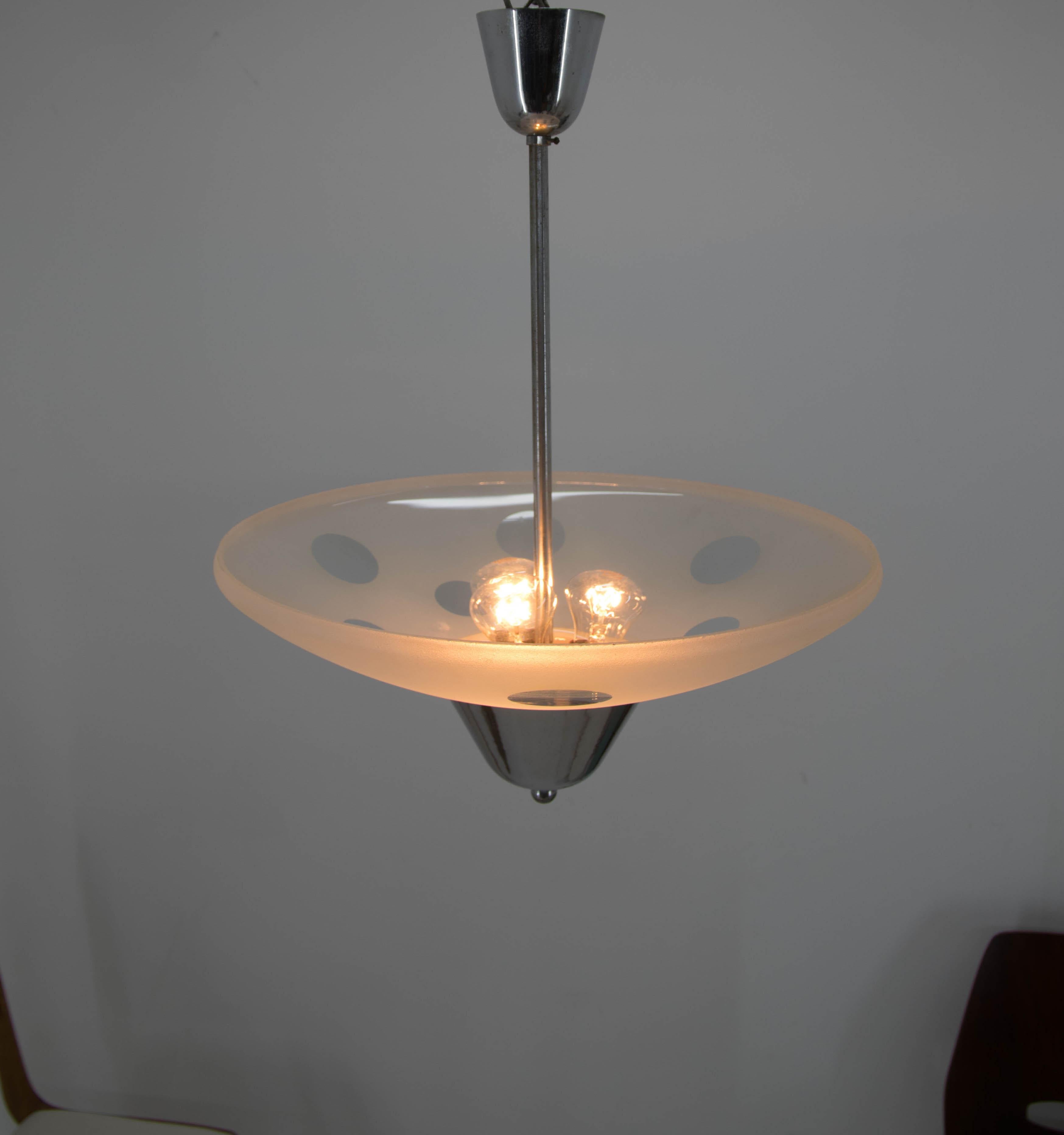 Rare Bauhaus Chandelier by Napako, 1940s In Good Condition For Sale In Praha, CZ