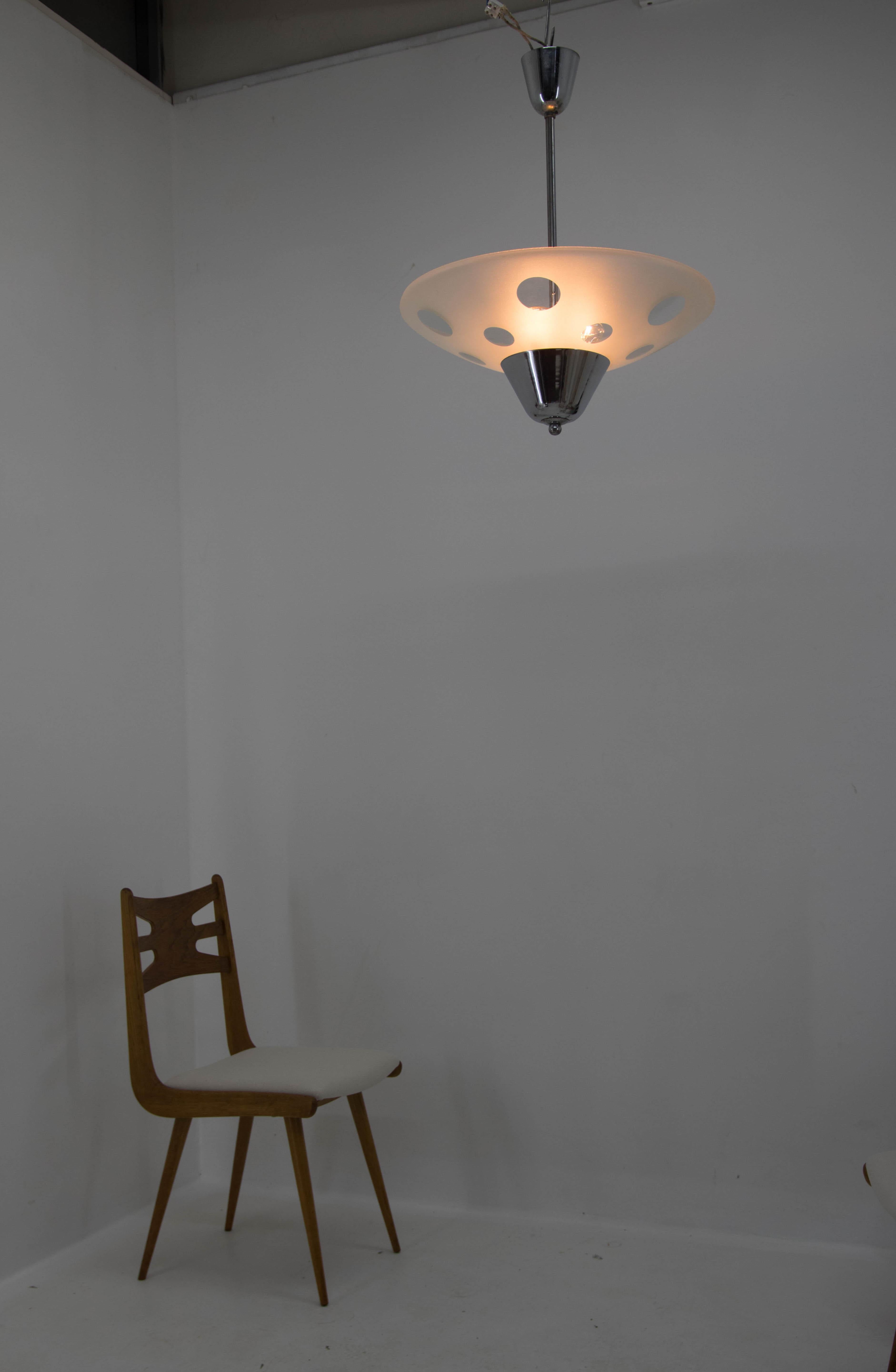 Mid-20th Century Rare Bauhaus Chandelier by Napako, 1940s For Sale