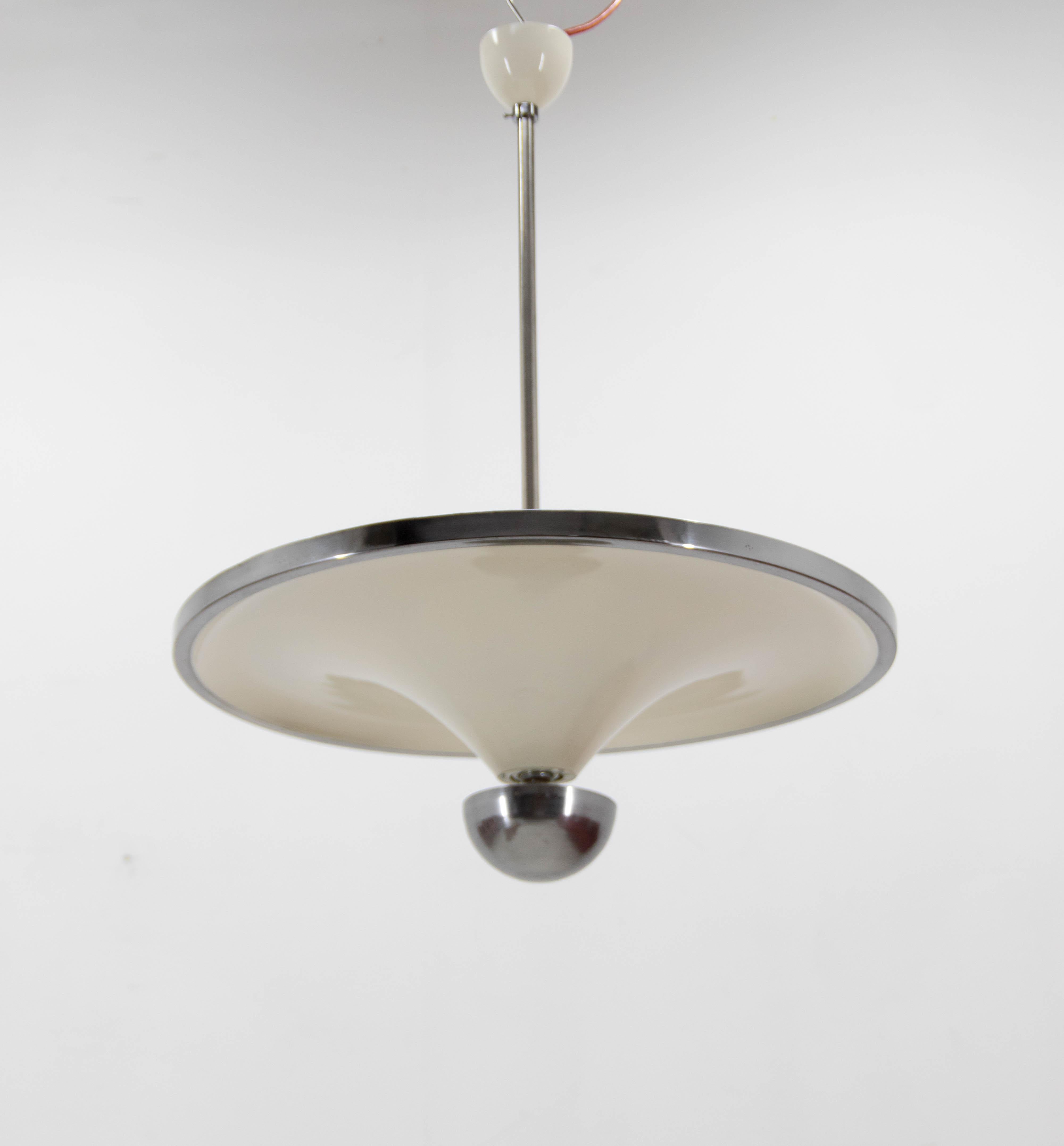 Czech Rare Bauhaus Chandelier with Indirect Light by IAS, 1920s For Sale