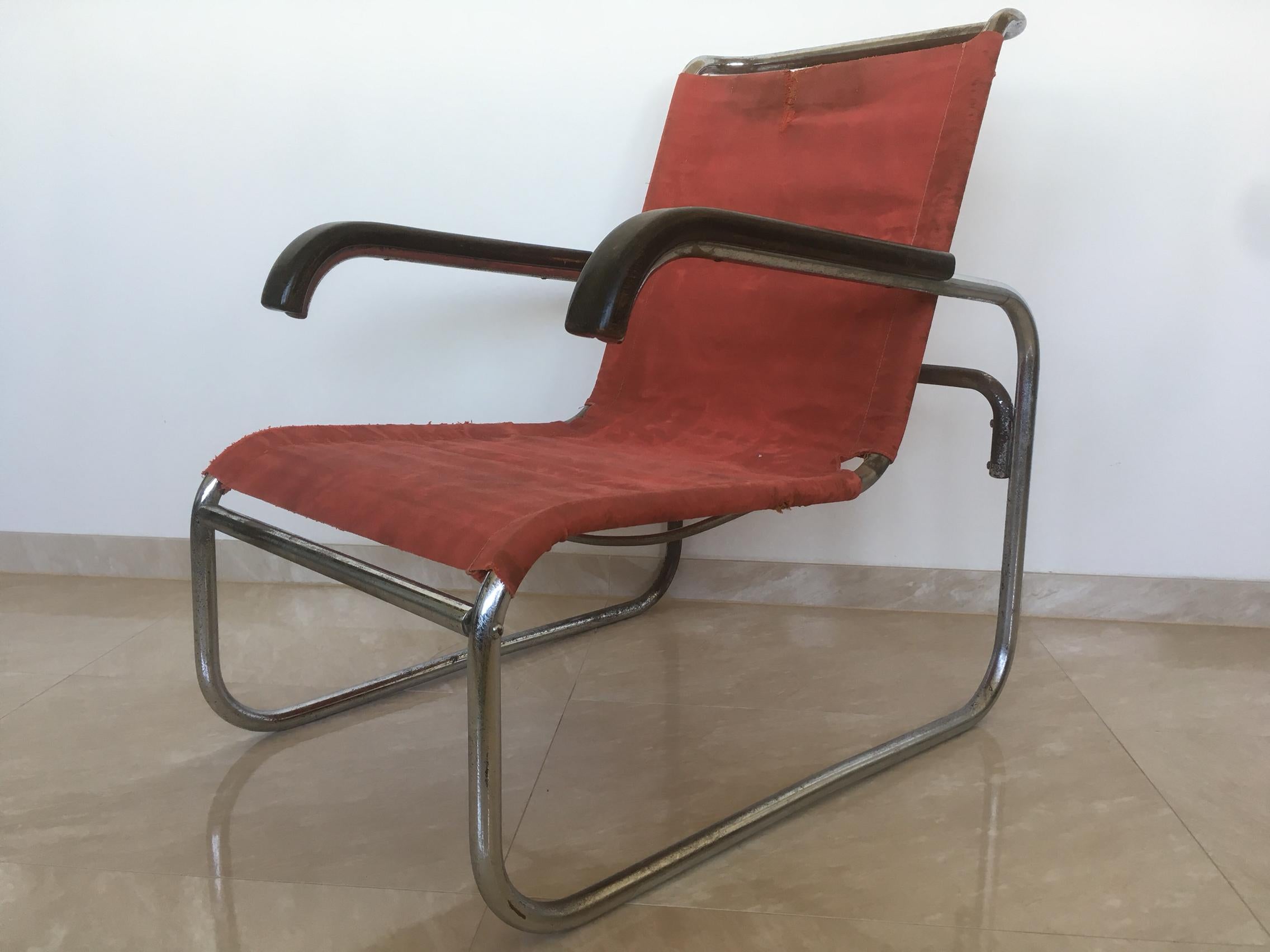 Mid-20th Century Rare Bauhaus Chrome Armchair Thonet B 35, Marcel Breuer, 1930s