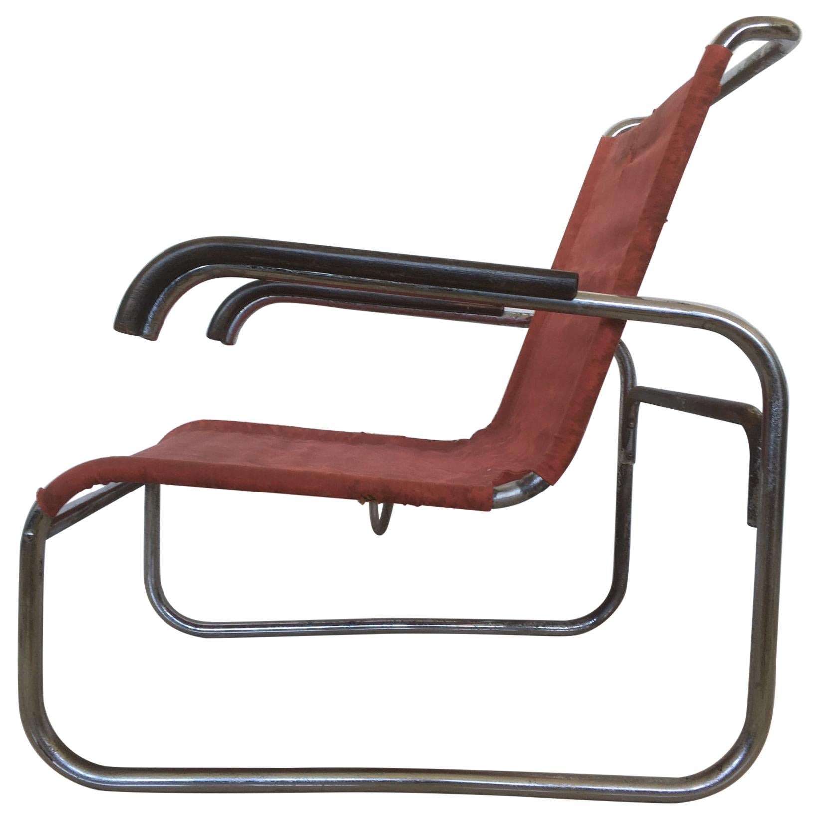 Rare Bauhaus Chrome Armchair Thonet B 35, Marcel Breuer, 1930s