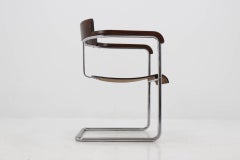 Rare chaise Bauhaus chromée par J. Halabala