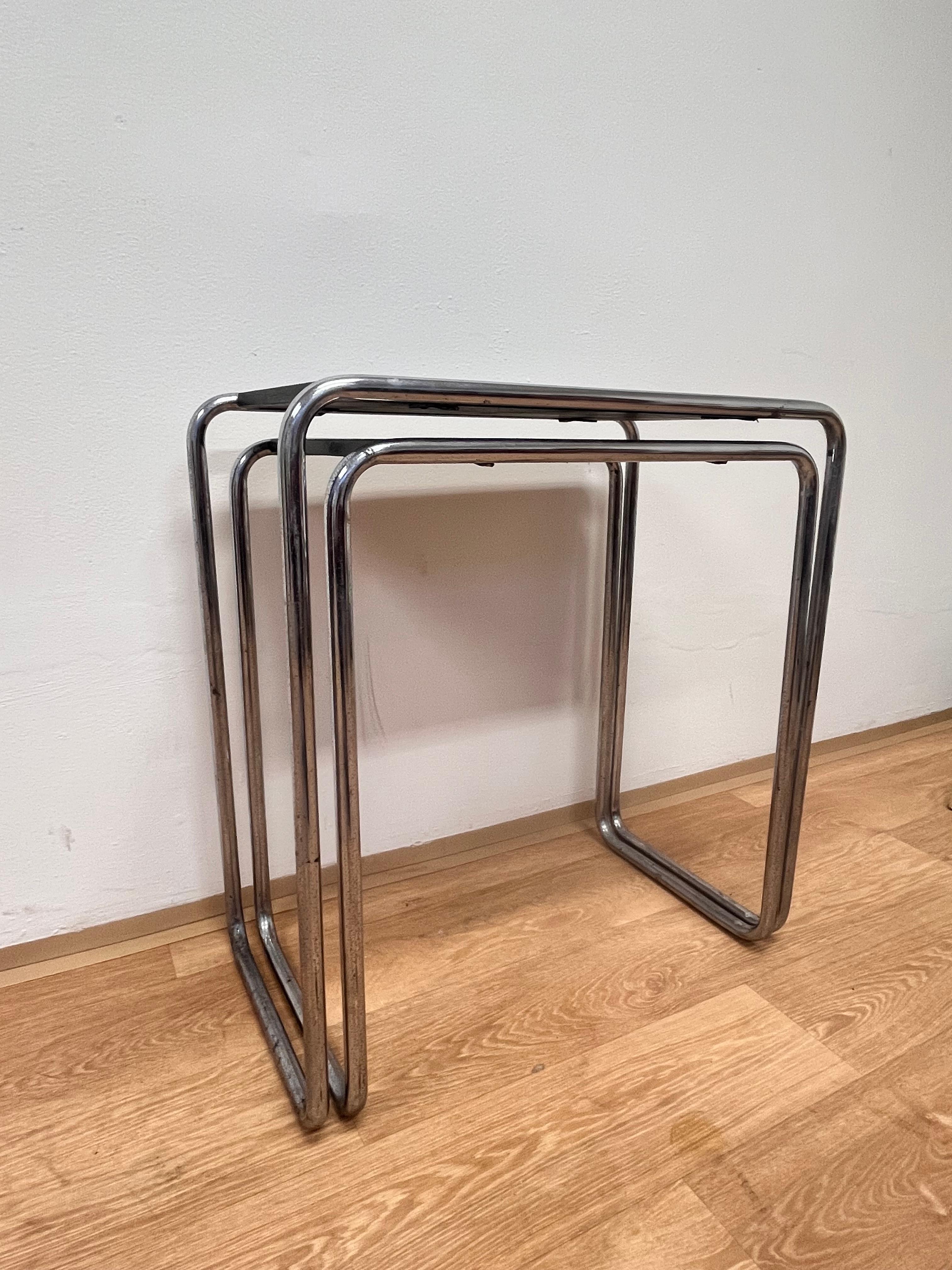 Mid-20th Century Rare Bauhaus chrome Nesting Tables B9, Marcel Breuer - 1930s For Sale