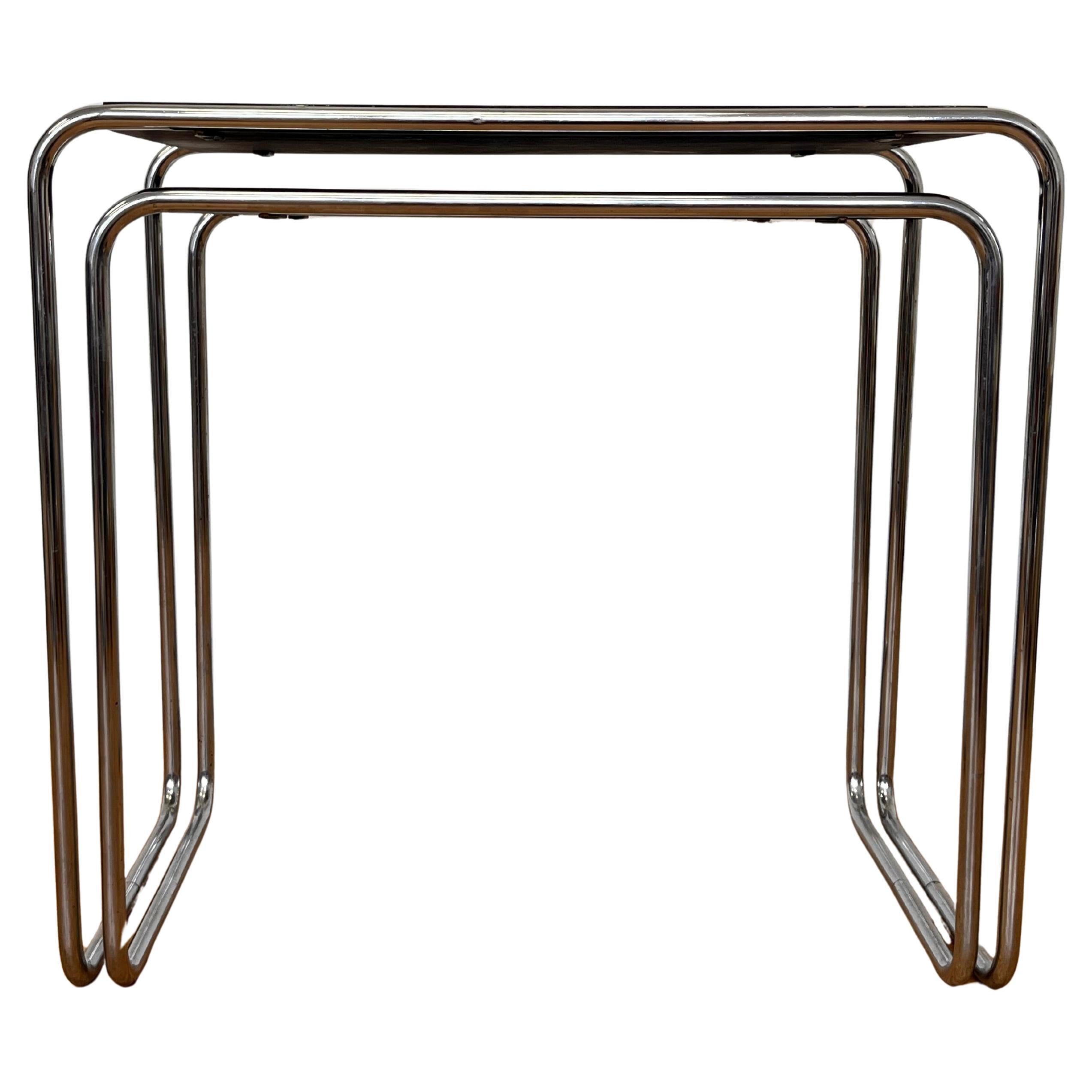 Rare Bauhaus chrome Nesting Tables B9, Marcel Breuer-Thonet License Mucke Melder For Sale
