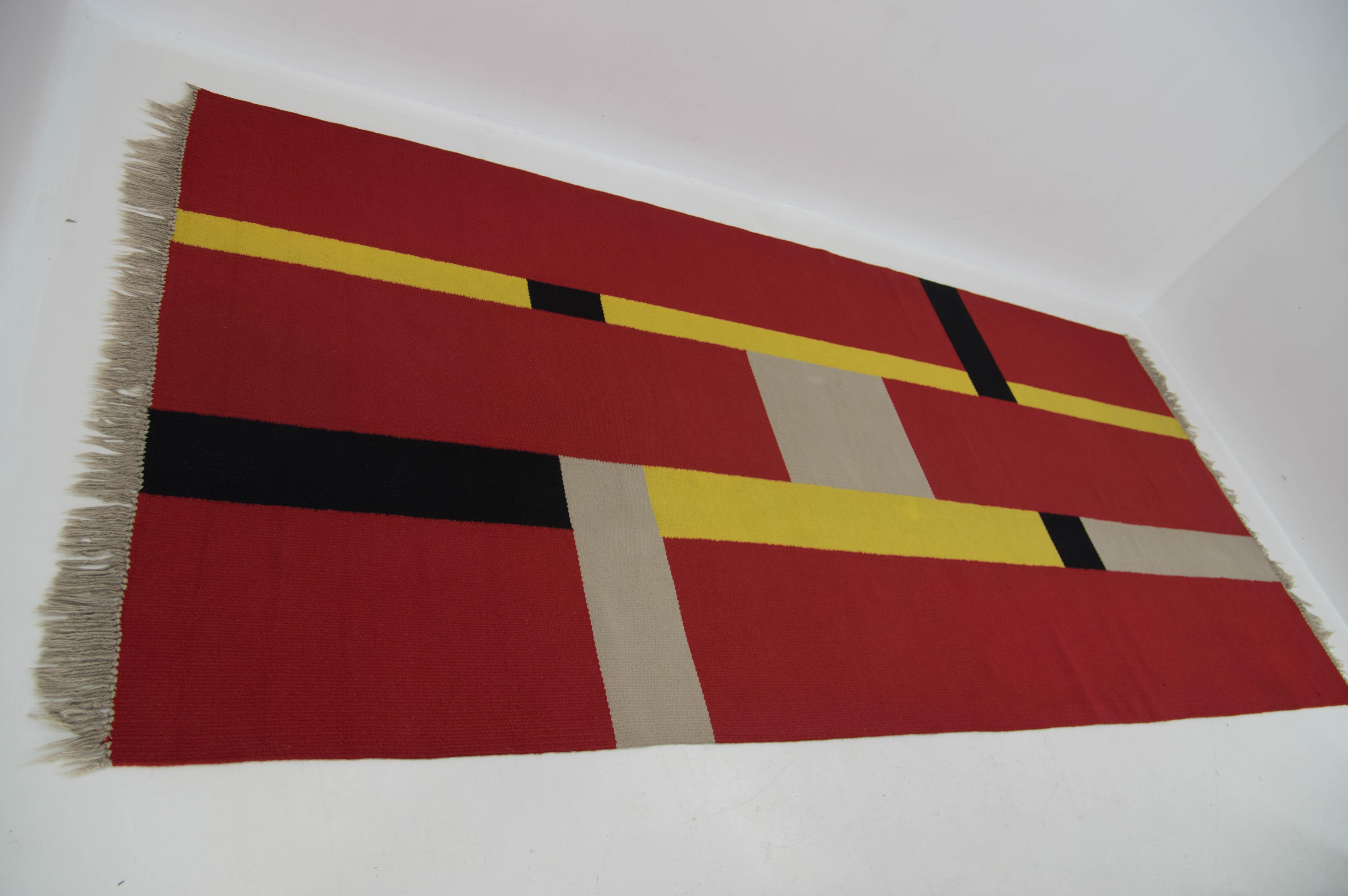 Rara alfombra geométrica Bauhaus, años 40 Checo en venta