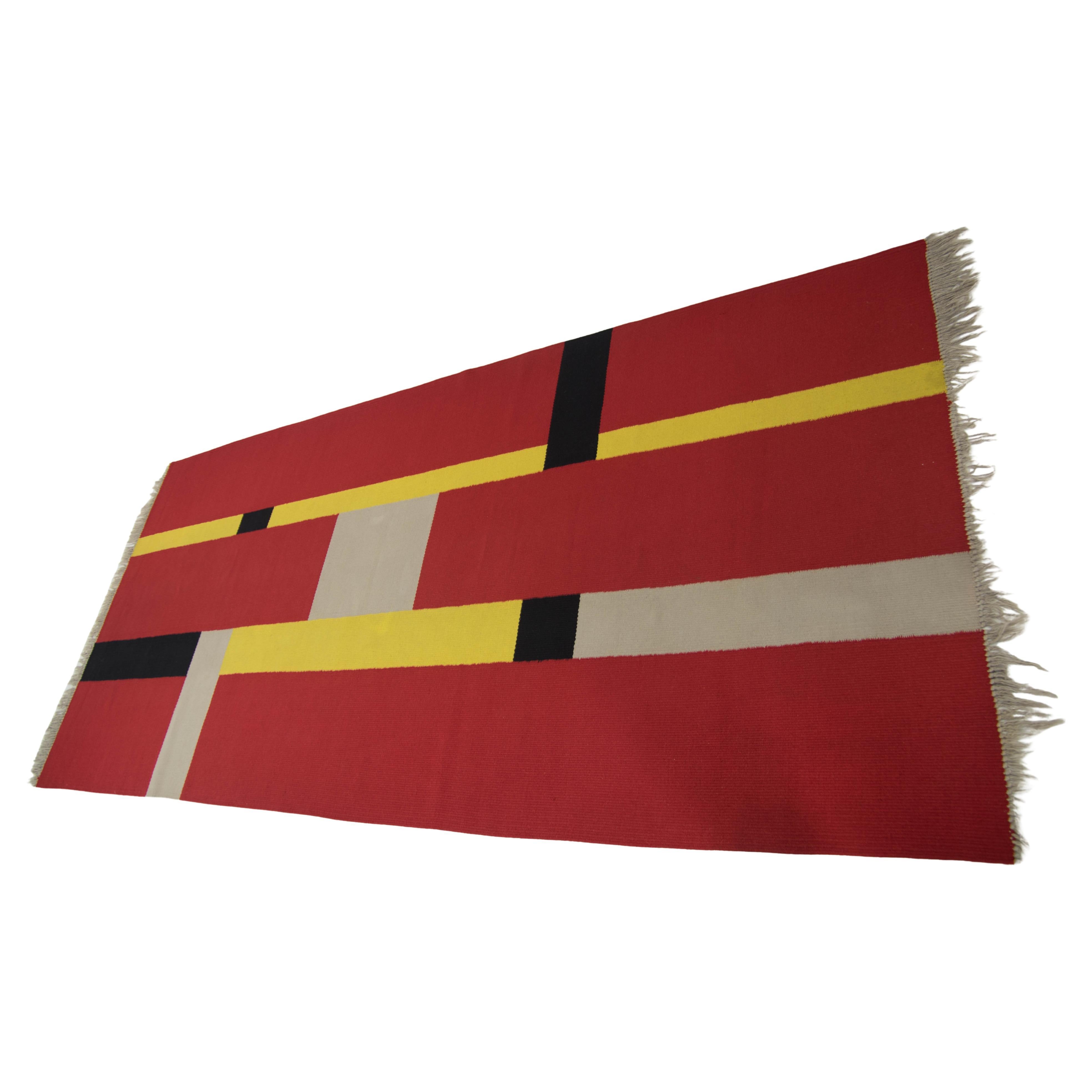 Rara alfombra geométrica Bauhaus, años 40 en venta