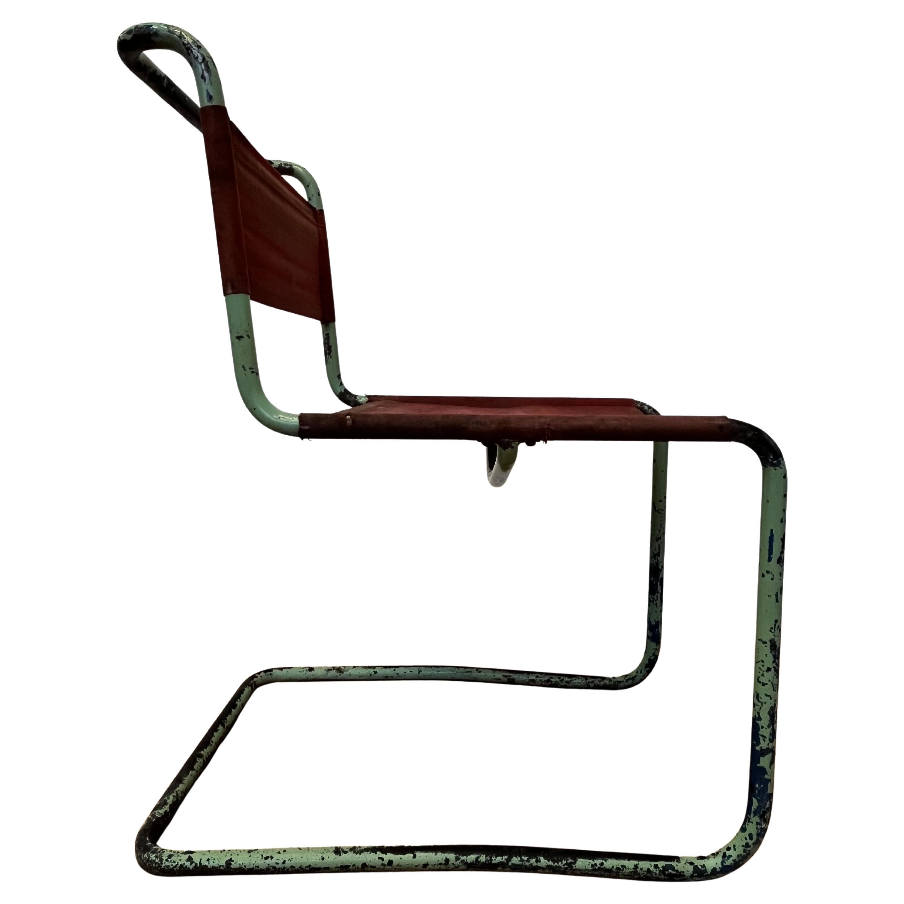 Rare Bauhaus Mart Stam tubular chair by Thonet / original green colour!!