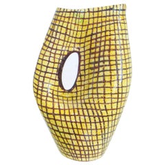 Rare Bauhaus, Modernist, Hand Painted Italian Ceramic Pitcher, 1950s