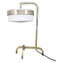 Rare Bauhaus Nickel Table Lamp with Glass Diffuser, 1930s