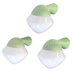 Rare Bauhaus Pistachio Green Ceramic Bathroom Lights, by Gunnar Nylund for Ifö