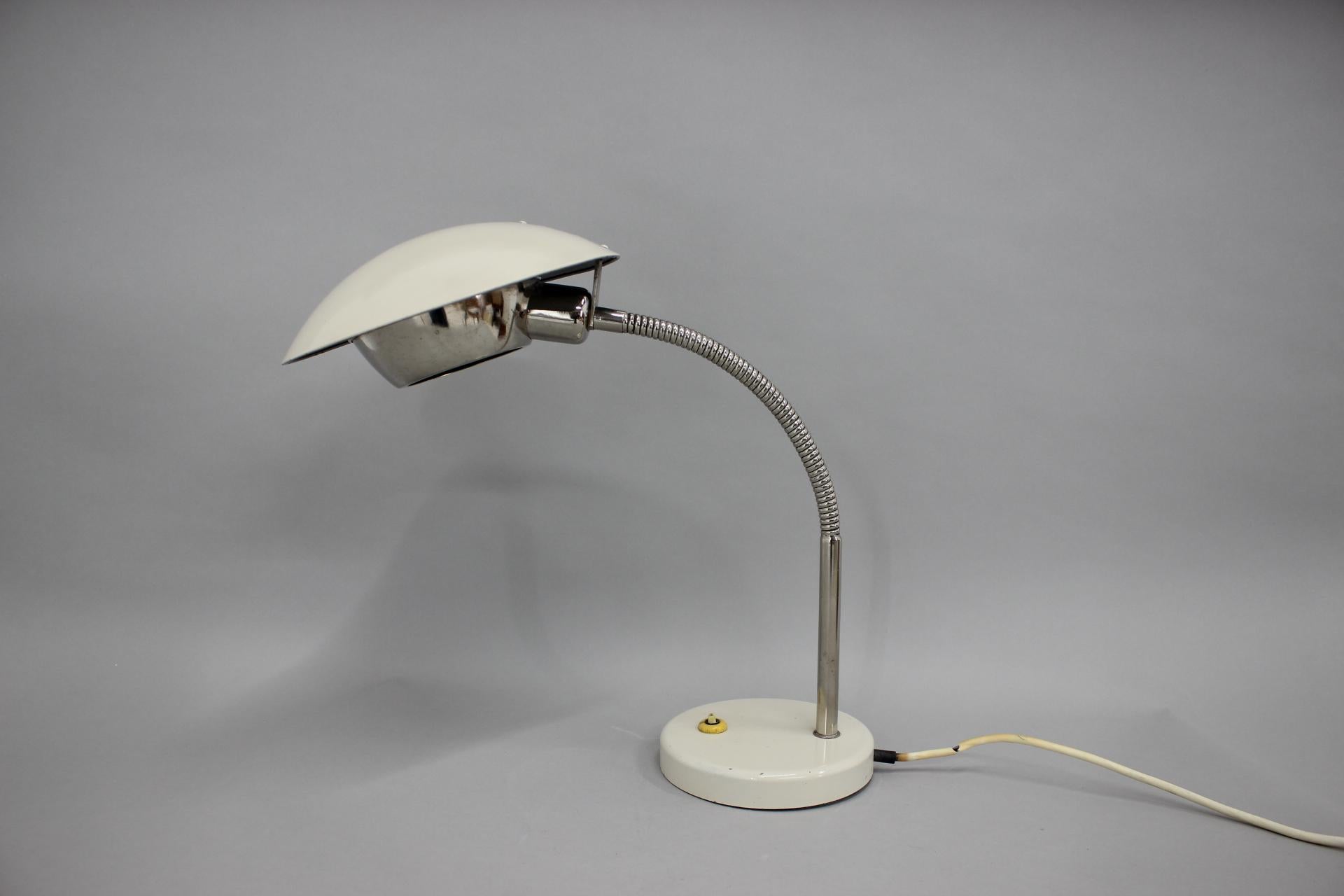 Plated Rare Bauhaus Table Lamp, Czechoslovakia, 1930s For Sale