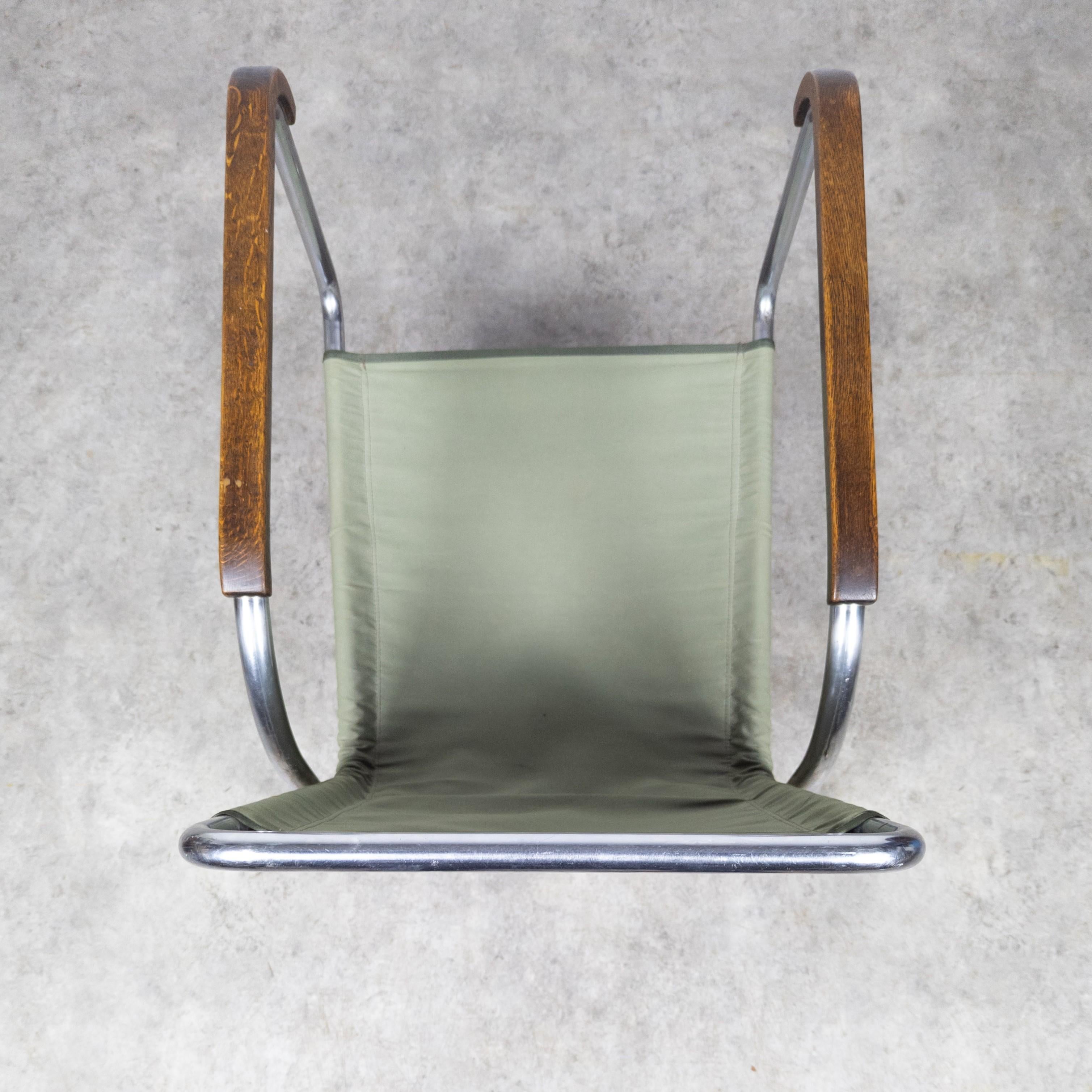 Rare Bauhaus tubular steel armchair H-91 by Jindřich Halabala for UP Závody  4