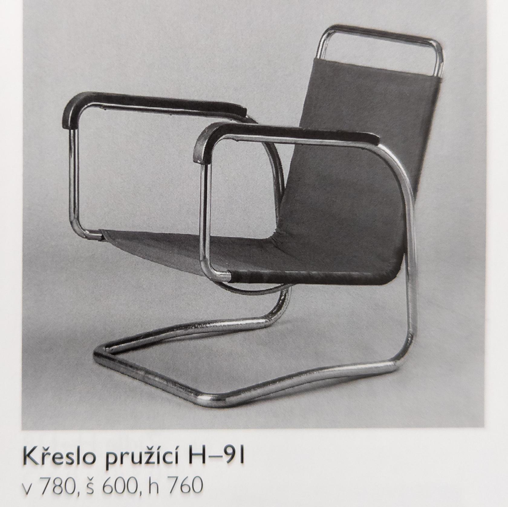 Rare Bauhaus tubular steel armchair H-91 by Jindřich Halabala for UP Závody  11