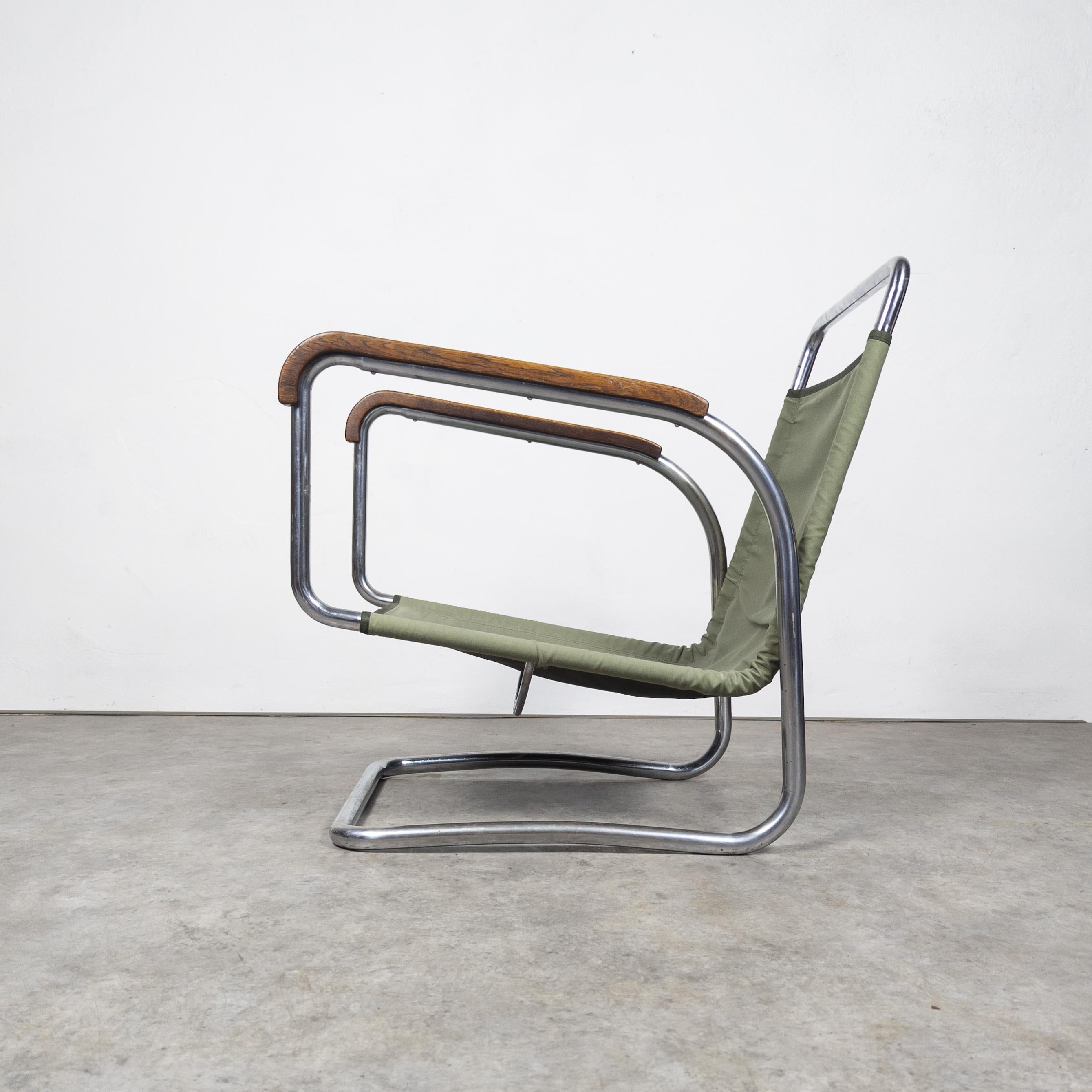 Rare Bauhaus tubular steel armchair H-91 by Jindřich Halabala for UP Závody  In Good Condition In PRAHA 5, CZ
