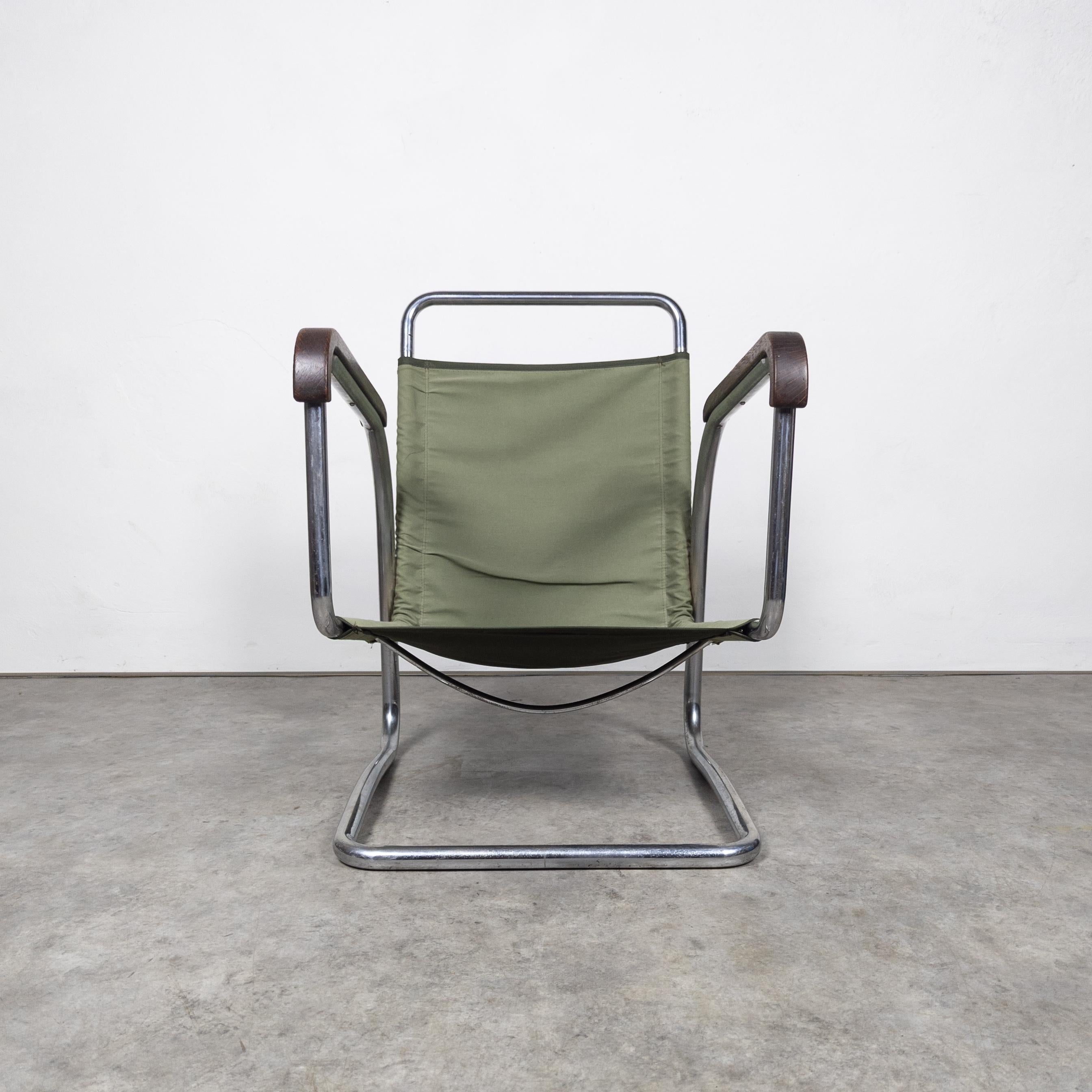 Rare Bauhaus tubular steel armchair H-91 by Jindřich Halabala for UP Závody  3