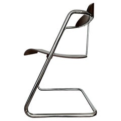 Vintage Rare Bauhaus Tubular Steel Chrome Chair H-138 by J. Halabala, 1930s