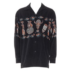 rare BEAMS PLUS Beamswear black aboriginal corduroy ethnic print overshirt L