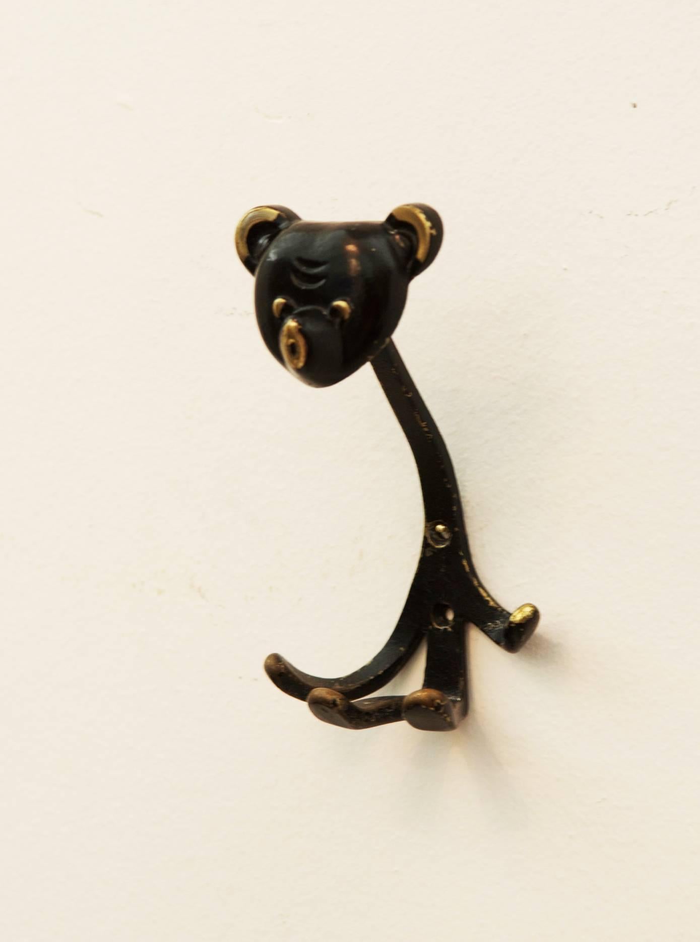 Mid-Century Modern Rare Bear Wall Hook by Walter Bosse For Sale