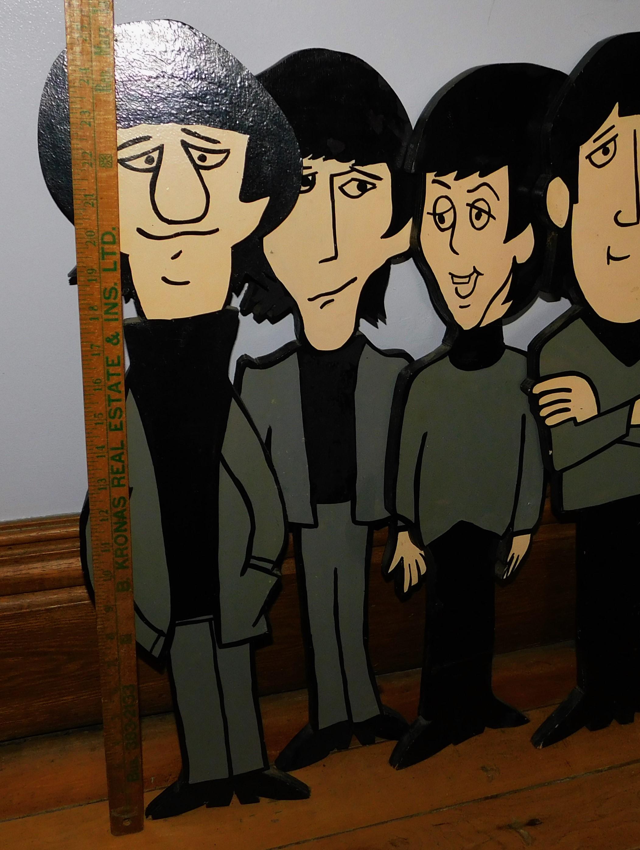Mid-Century Modern Rare 1960's Beatles Wood Standees Animated Cartoon Figures 