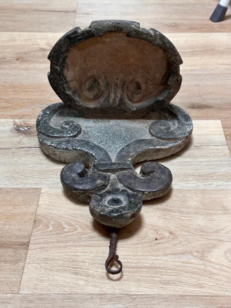 18th Century and Earlier Rare Beautiful 18th Century Italian Stone Hanging Font For Sale