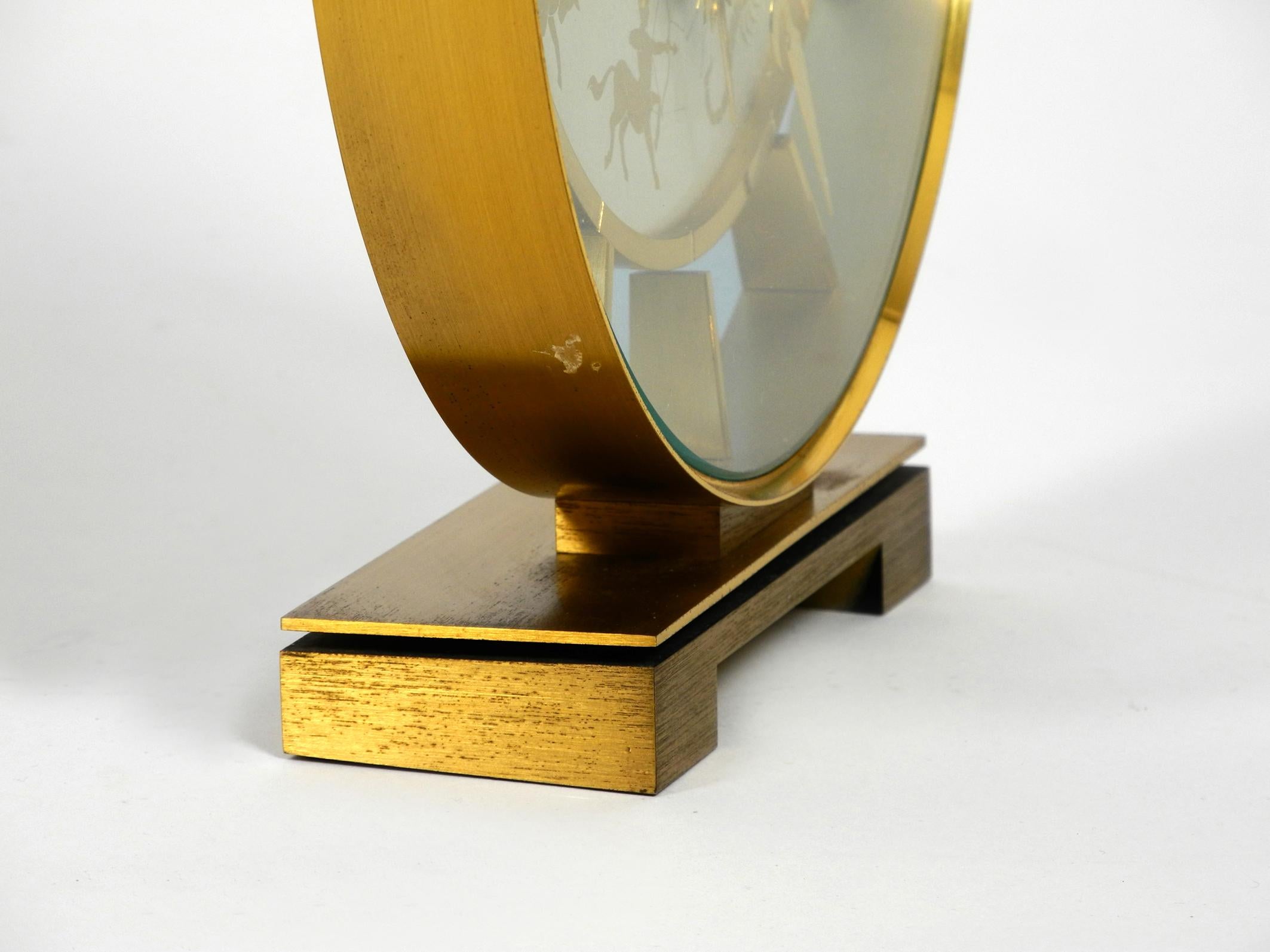 Rare Beautiful 1970s Big Kienzle Zodiac Table Clock Made of Heavy Brass In Good Condition In München, DE