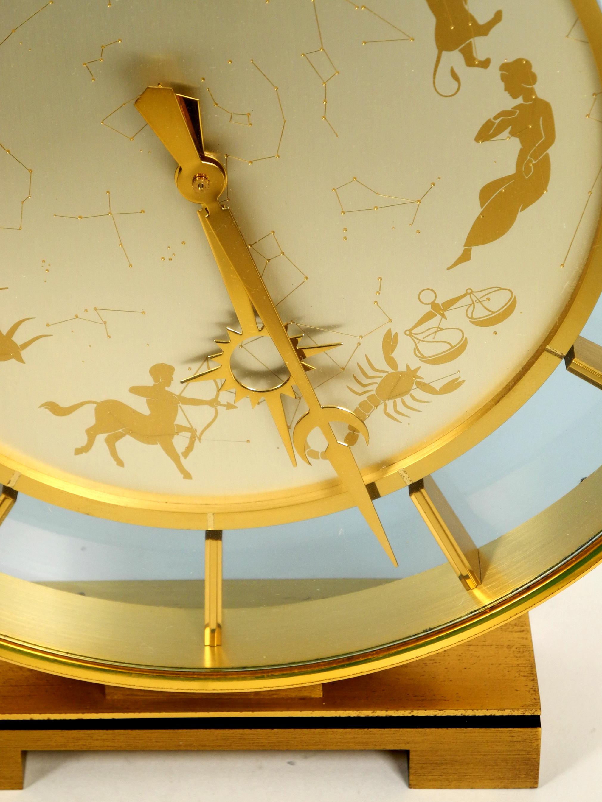 Rare Beautiful 1970s Big Kienzle Zodiac Table Clock Made of Heavy Brass 1