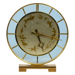 Vintage Rare Beautiful 1970s Big Kienzle Zodiac Table Clock Made of Heavy Brass