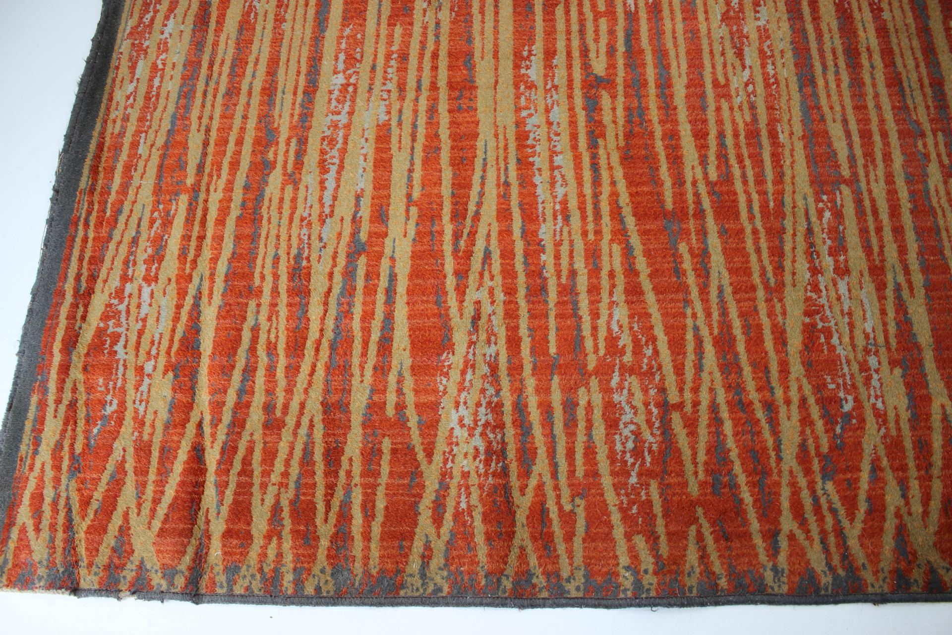 Czech Rare Beautiful Abstract Design Wool Carpet / Rug, 1940s For Sale