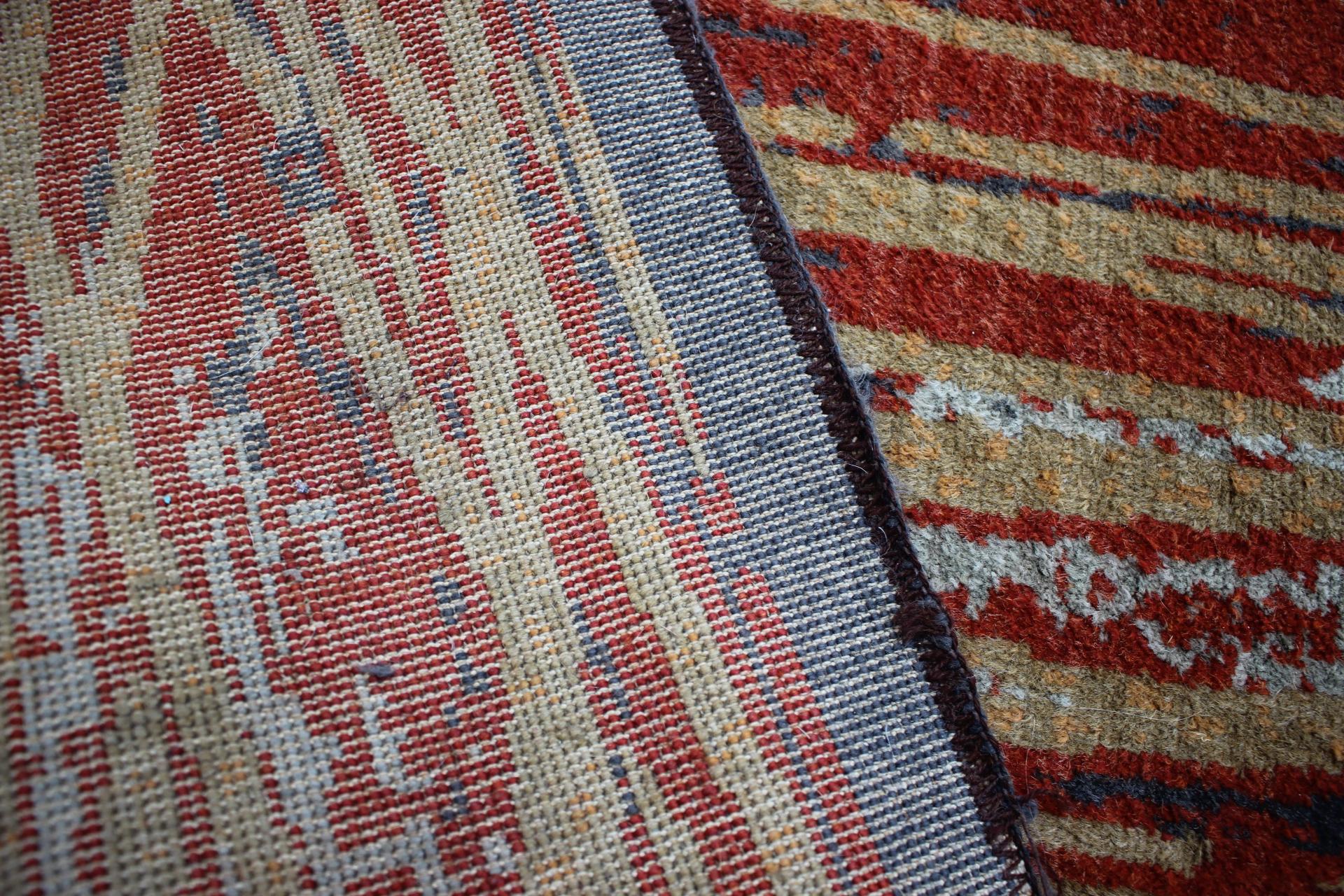 Rare Beautiful Abstract Design Wool Carpet / Rug, 1940s In Good Condition For Sale In Praha, CZ