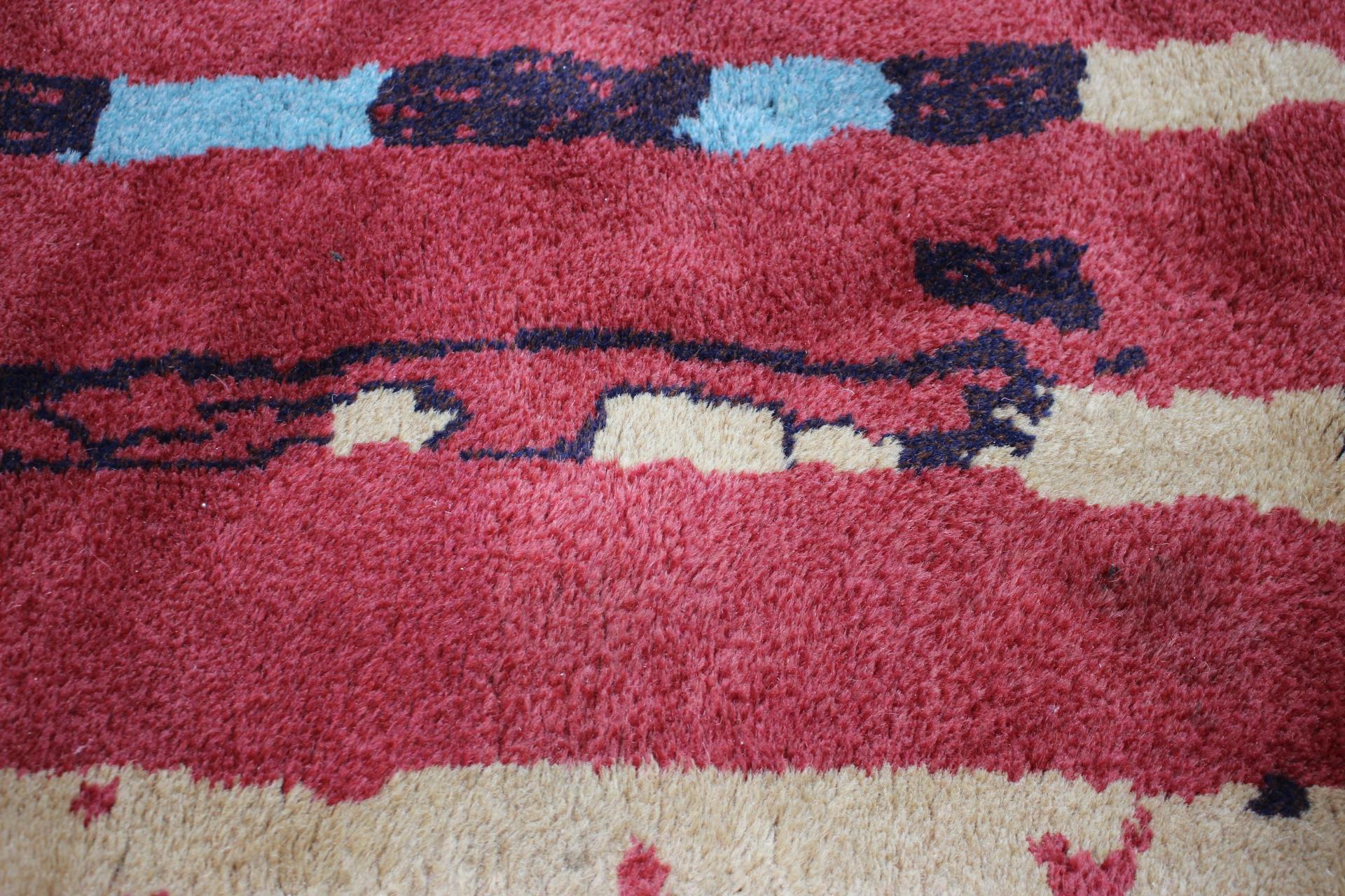Rare Beautiful Abstract Design Wool Carpet / Rug, 1940s In Good Condition For Sale In Praha, CZ