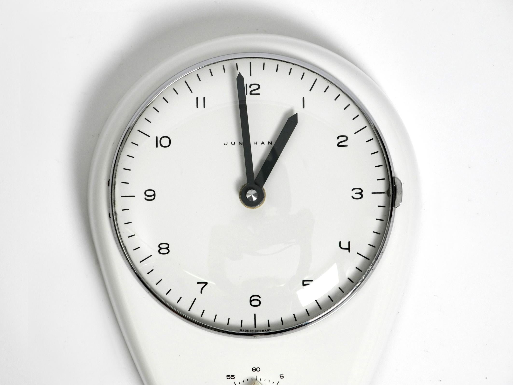 Mid-Century Modern Rare, beautiful battery-operated Mid Century wall clock by Max Bill for Junghans