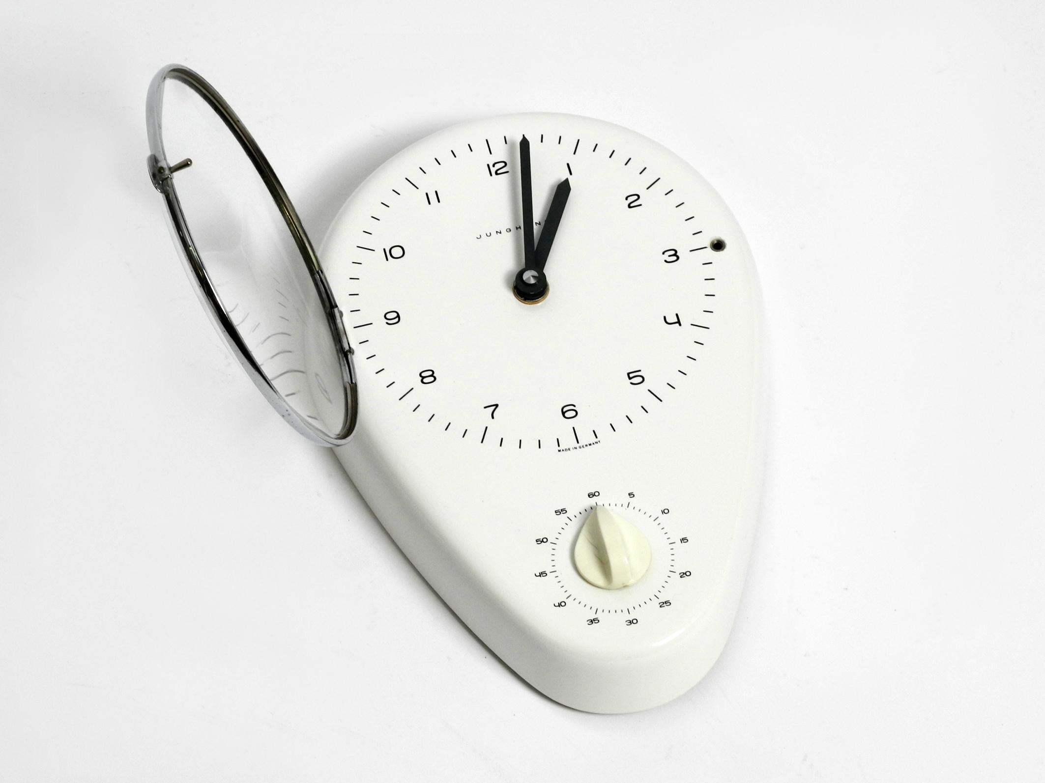 German Rare, beautiful battery-operated Mid Century wall clock by Max Bill for Junghans