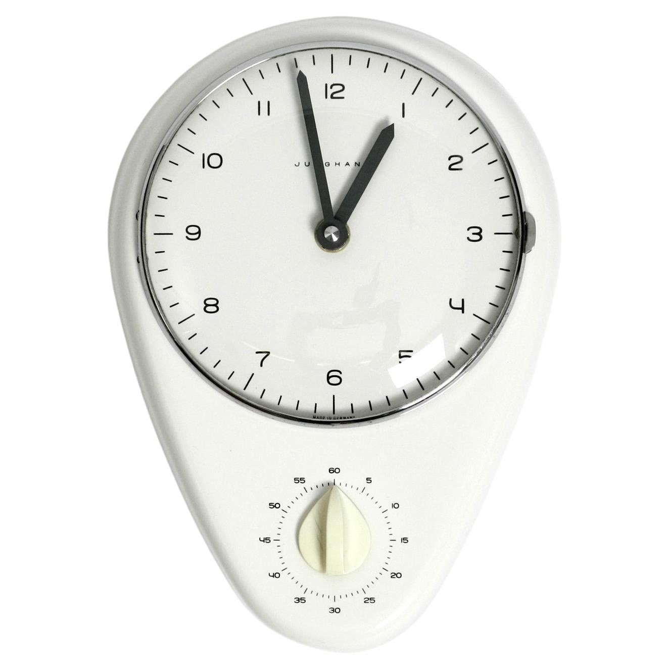 Rare, beautiful battery-operated Mid Century wall clock by Max Bill for Junghans