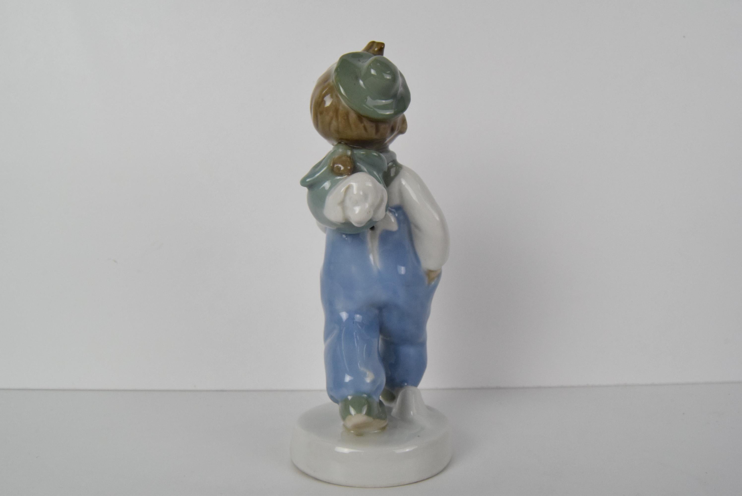 Rare Beautiful Design Porcelain Boy Figurine by Ella Strobach König/ ROYAL DUX For Sale 1