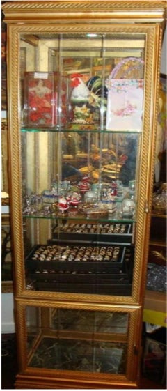 Rare Beautiful Estate Hand Carved Wood Glass Light Showcase
