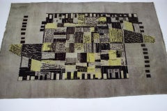 Rare Beautiful Hand Made Abstract Design Wool Carpet / Rug, 1940s