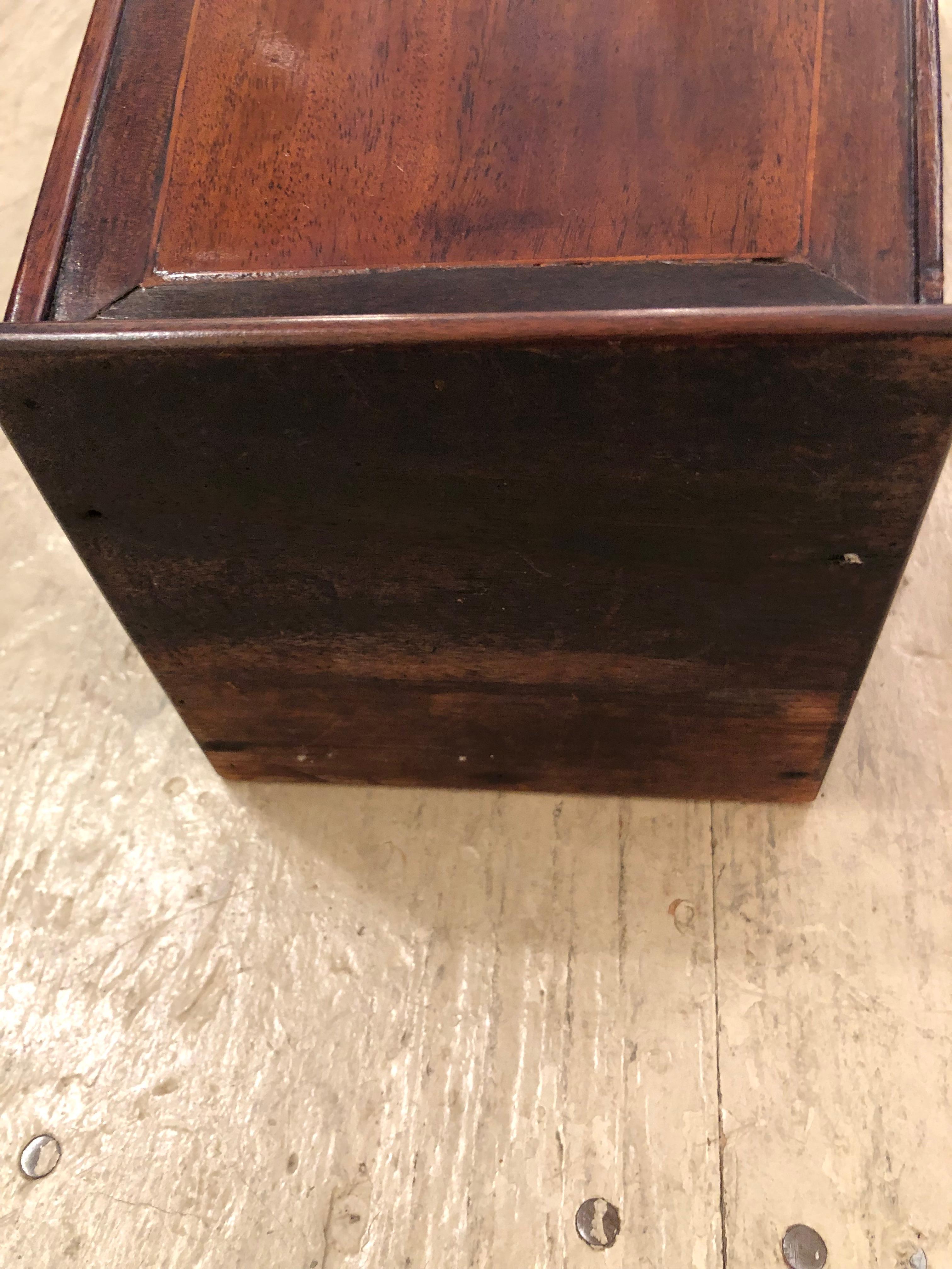 Rare & Beautiful Heirloom Mahogany Inlay Wall Candle Box with Slot on Top For Sale 4