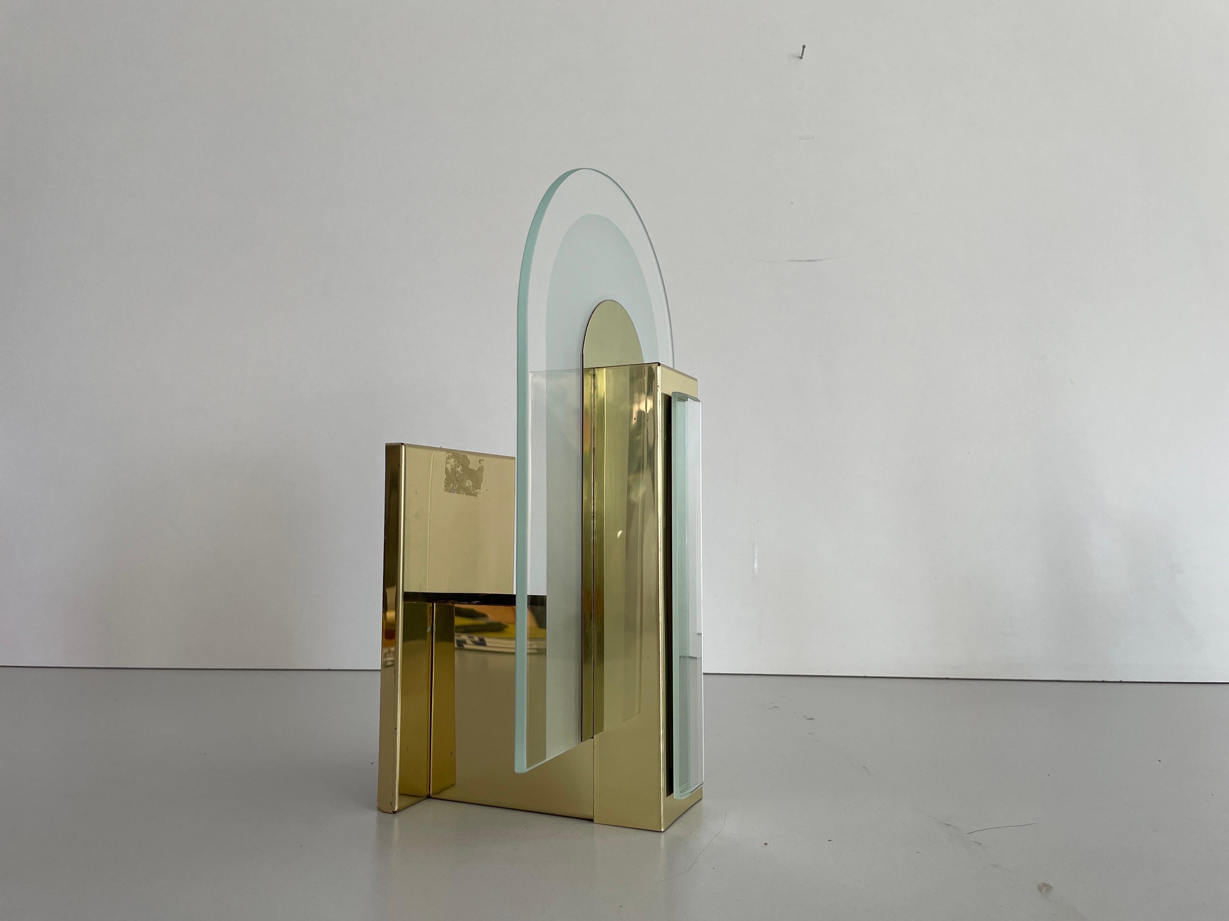 Seltene schöne Metall & Glas Paar Wandleuchter, 1970er, Deutschland (Moderne der Mitte des Jahrhunderts) im Angebot