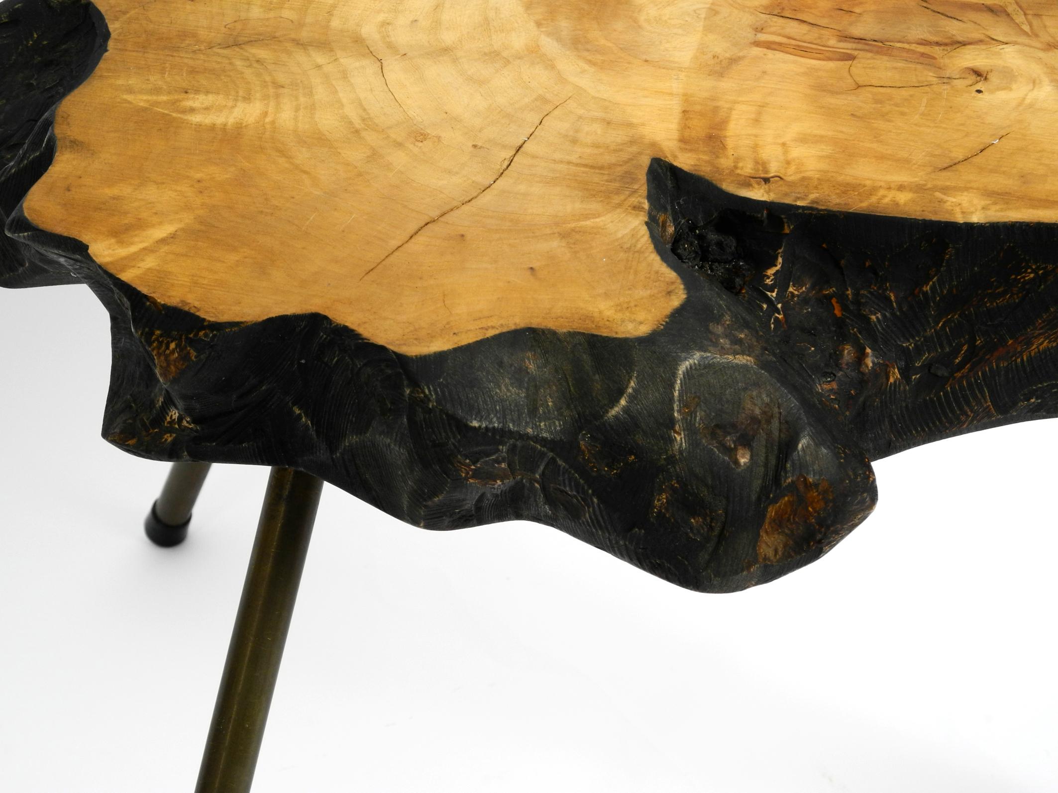 Rare, Beautiful Midcentury Three-Legged Coffee Table Made of Thick Tree Slice 4