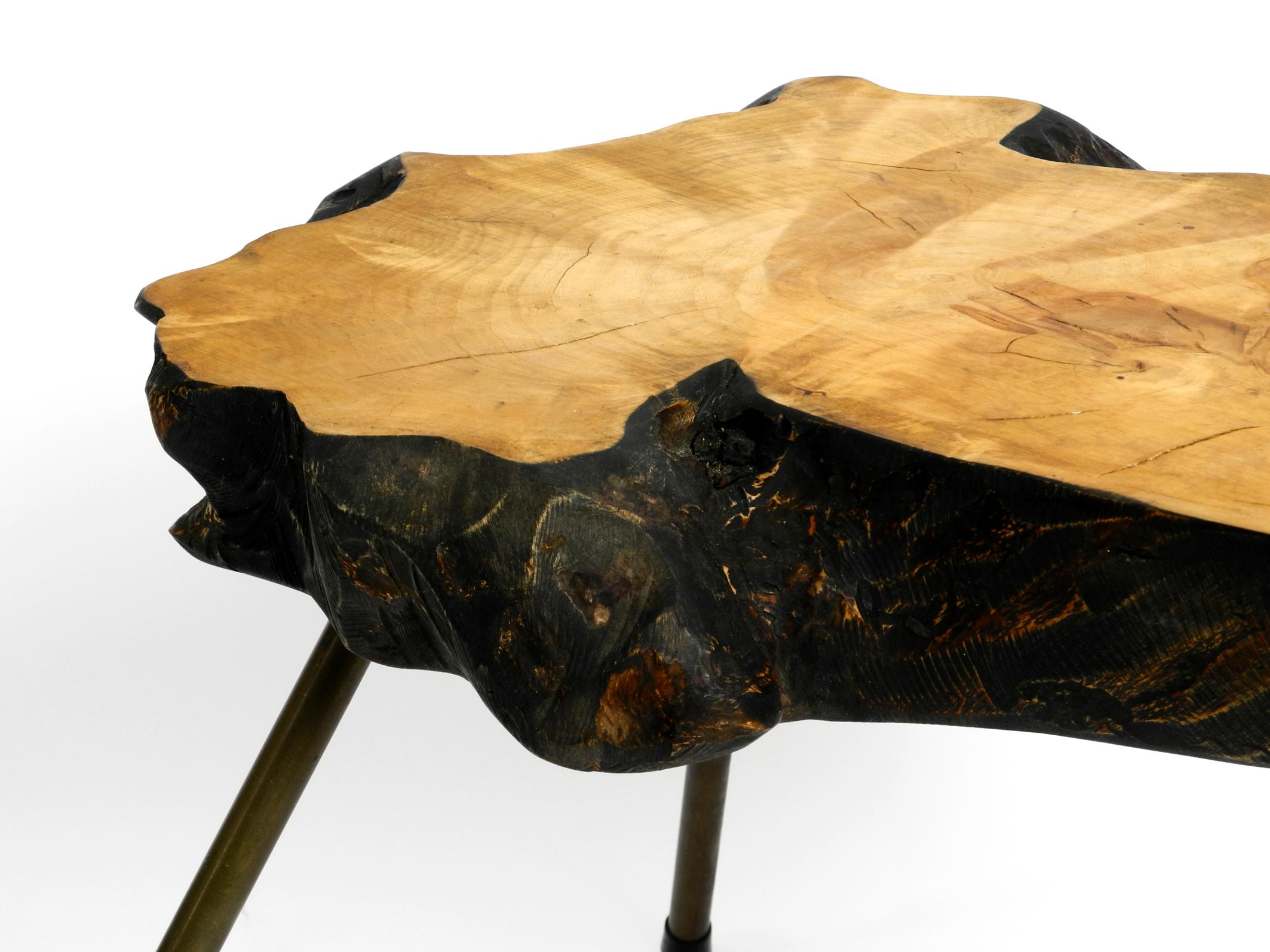 Rare, Beautiful Midcentury Three-Legged Coffee Table Made of Thick Tree Slice 5