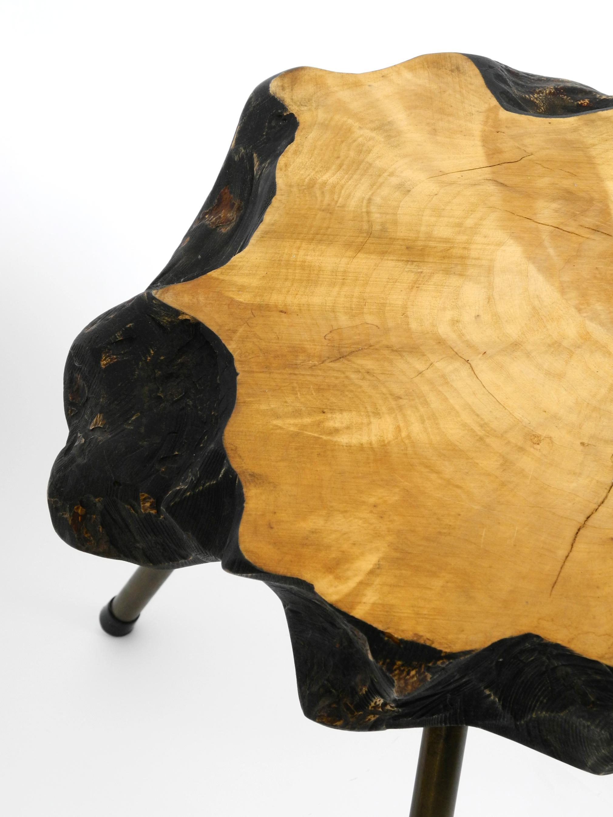 Rare, Beautiful Midcentury Three-Legged Coffee Table Made of Thick Tree Slice 6