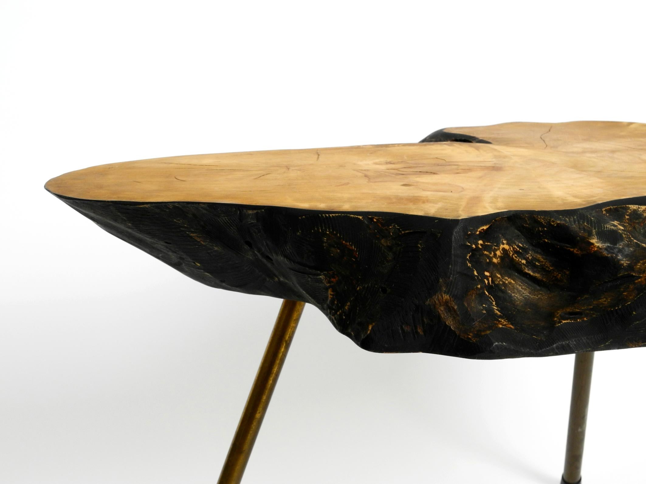 Rare, Beautiful Midcentury Three-Legged Coffee Table Made of Thick Tree Slice 7