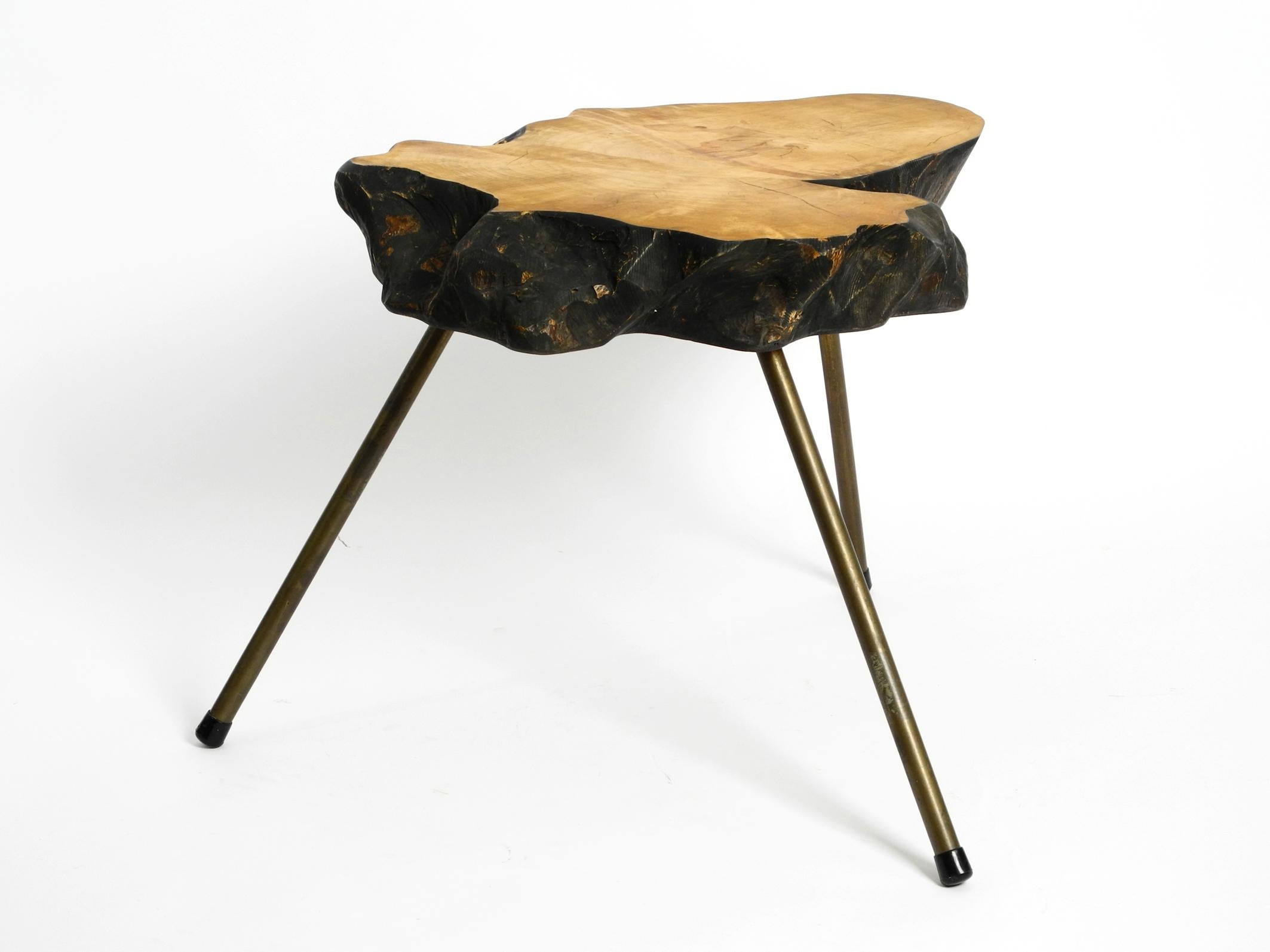 Rare, Beautiful Midcentury Three-Legged Coffee Table Made of Thick Tree Slice 8