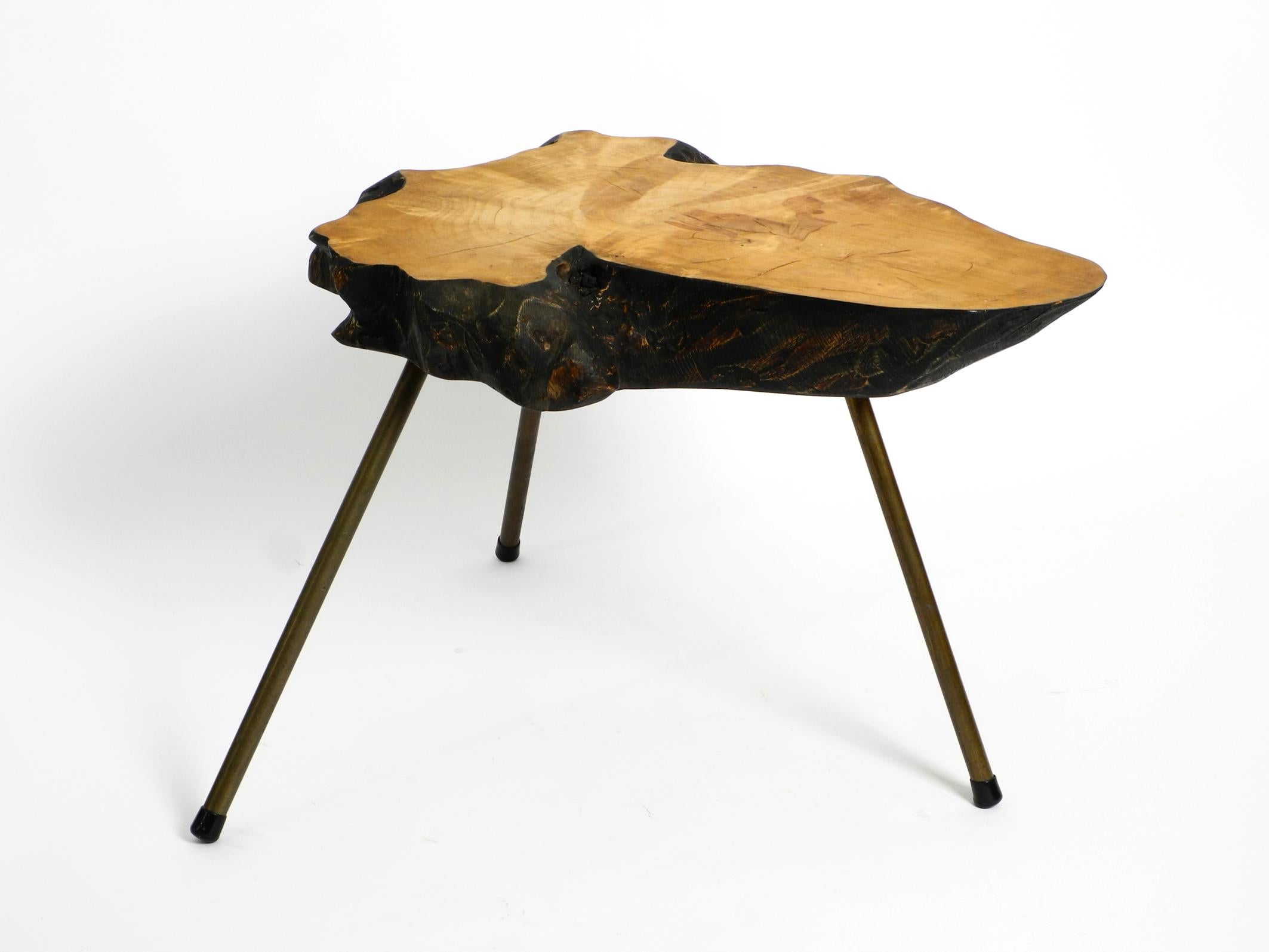 Mid-Century Modern Rare, Beautiful Midcentury Three-Legged Coffee Table Made of Thick Tree Slice