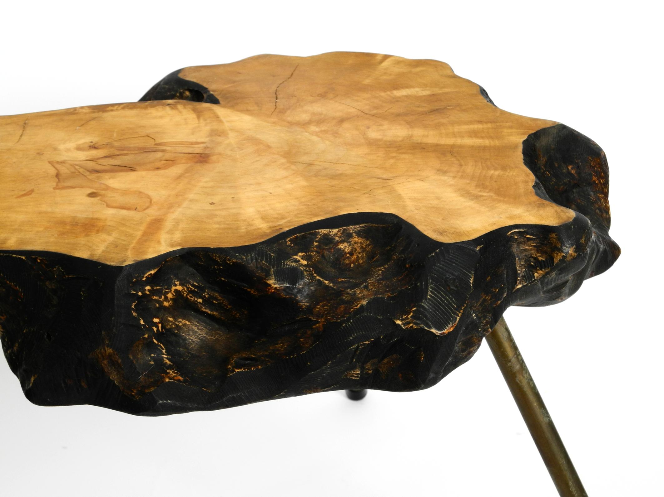 Rare, Beautiful Midcentury Three-Legged Coffee Table Made of Thick Tree Slice 1