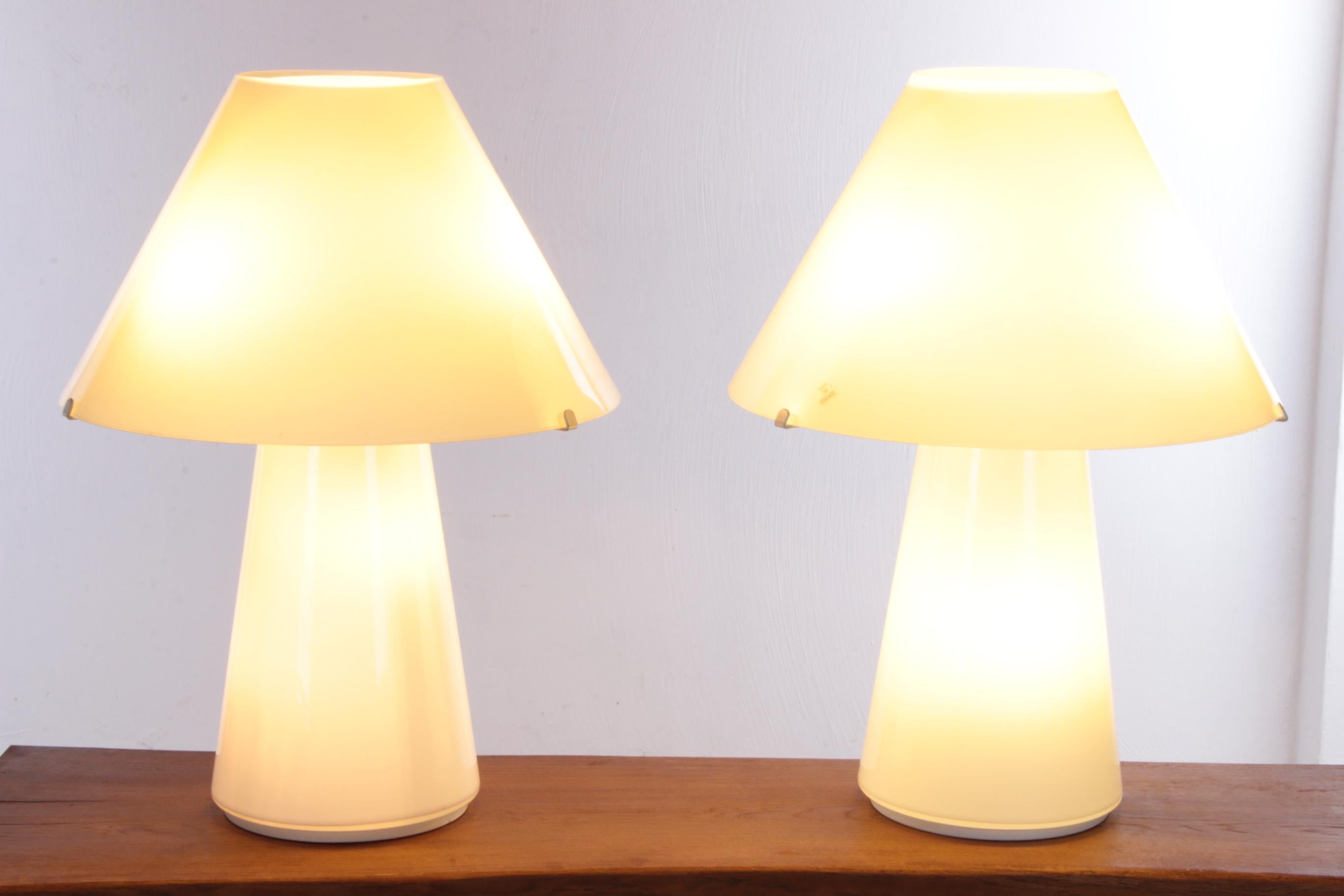 Rare Beautiful Set Murano Table Lamps Handmade, 1970s In Excellent Condition For Sale In Oostrum-Venray, NL